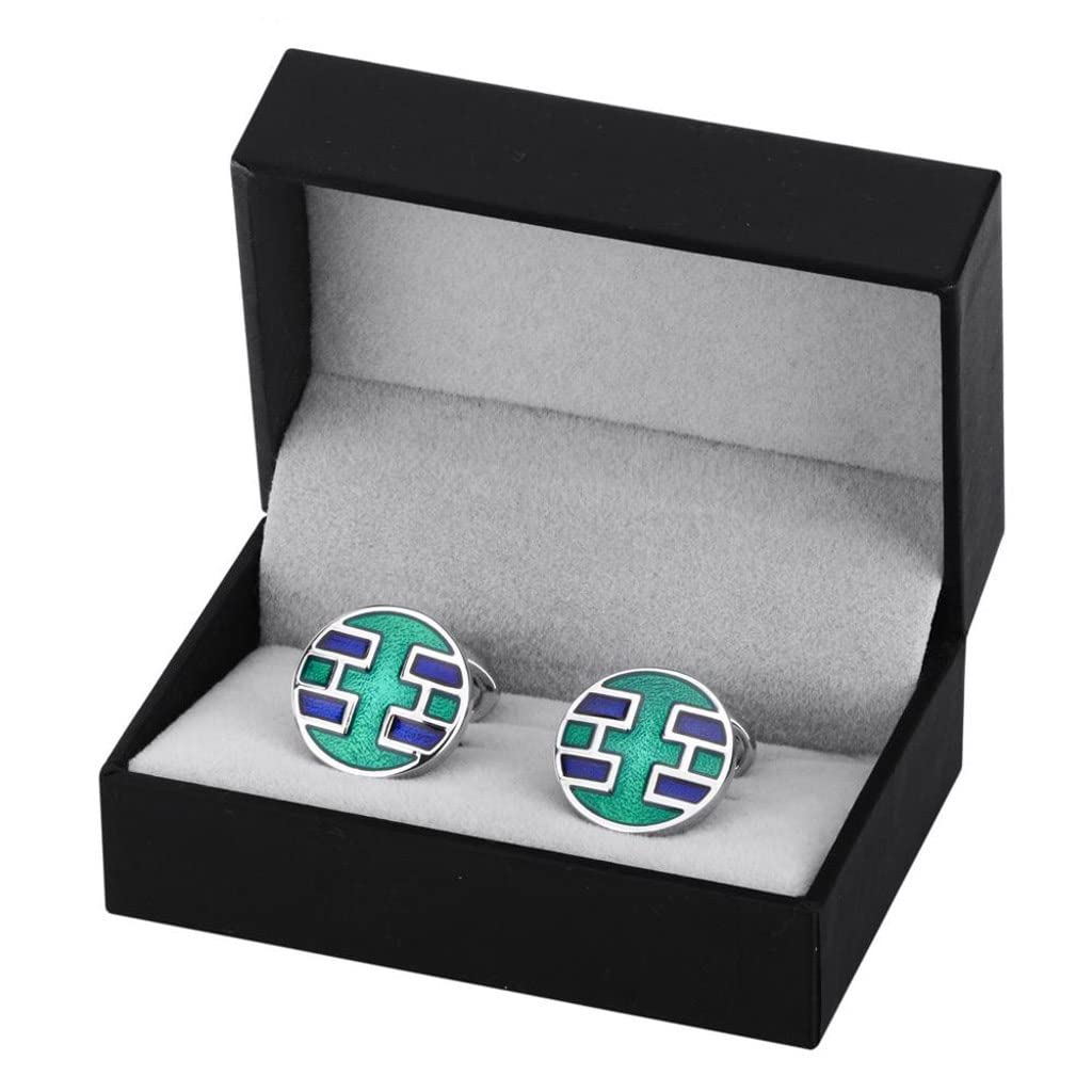 XDCHLK Round Enamel Cufflinks for Men - Copper Dress Cuff Links Jewelry for Suits & Formal Shirts - Wedding, Party, Business, Prom Accessories - Elegant Gift for Groom & Best Man (Color A, One Size)
