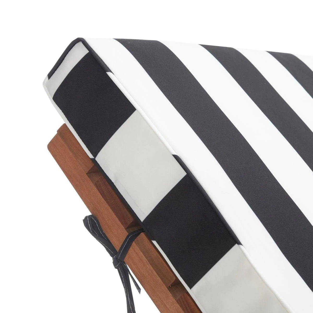 Black and White Striped Outdoor Chaise Lounge with Side Table - Waterproof Patio Furniture for Poolside, Beach, and Garden Relaxation