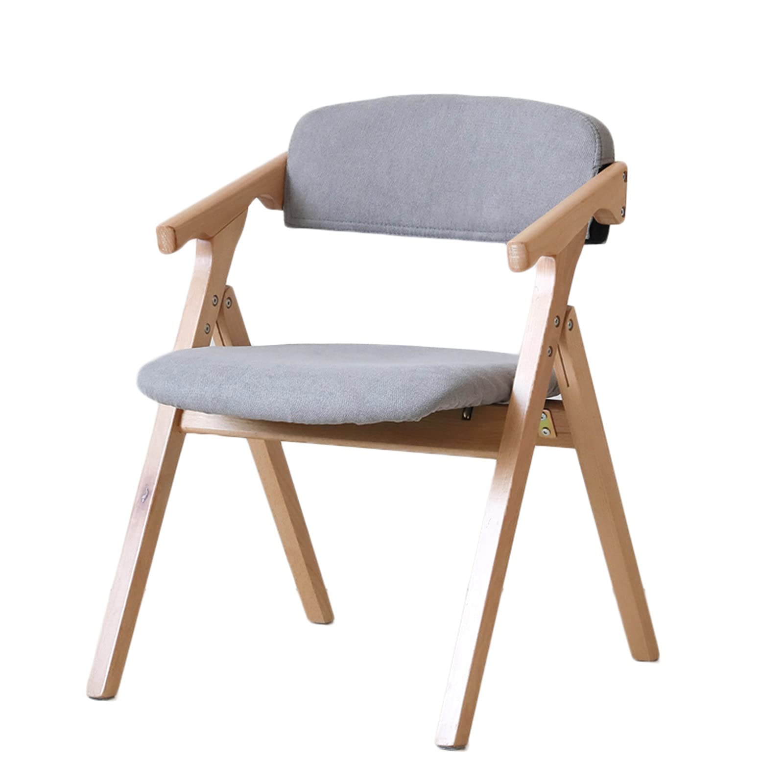 Wooden Folding Chair with Soft Sponge Cushion - Removable Washable Cotton Linen Cover - Smoky Gray - Perfect for Home, Patio, Camping, and Outdoor Events