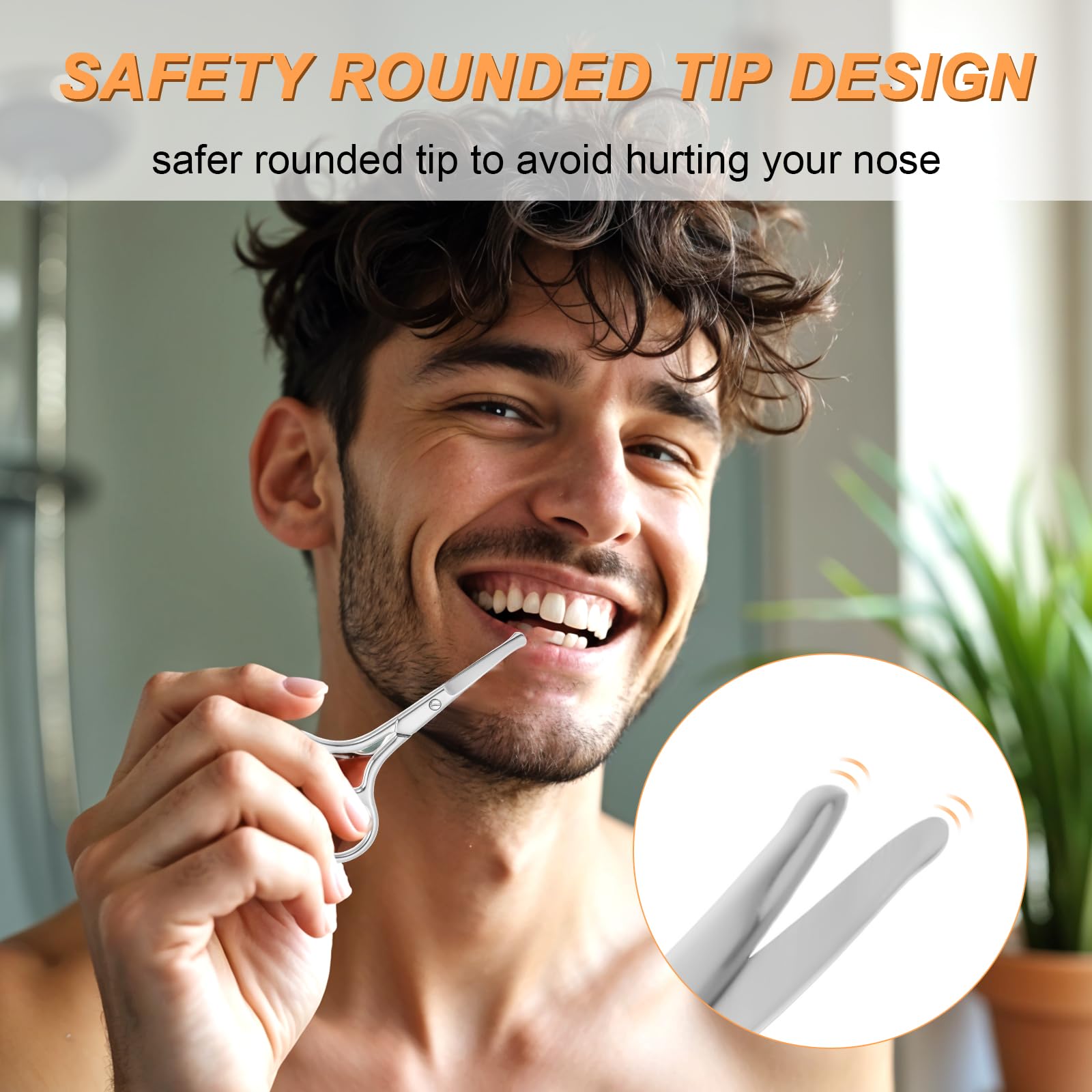 Premium Stainless Steel Nose & Beard Trimming Scissors for Men - Rounded Tip, 3 Colors - Safe Eyebrow, Mustache & Eyelash Grooming - Perfect for Home & Travel Grooming Kits