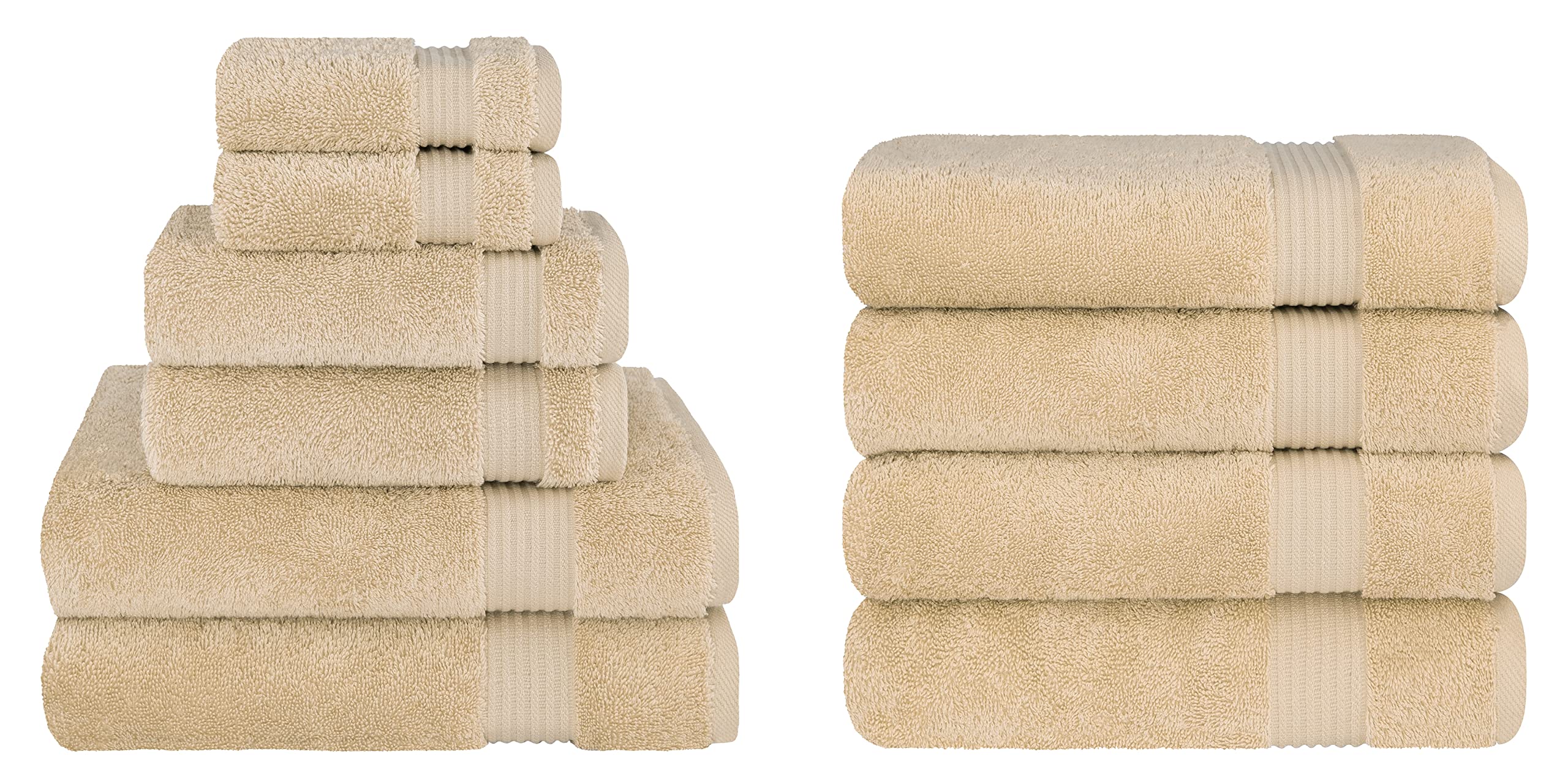Premium 6-Piece Cotton Towel Set & 4-Piece Bath Towel Bundle - Ultra Soft, Absorbent Bath & Hand Towels for Spa, Gym, Beach & Luxury Home Use