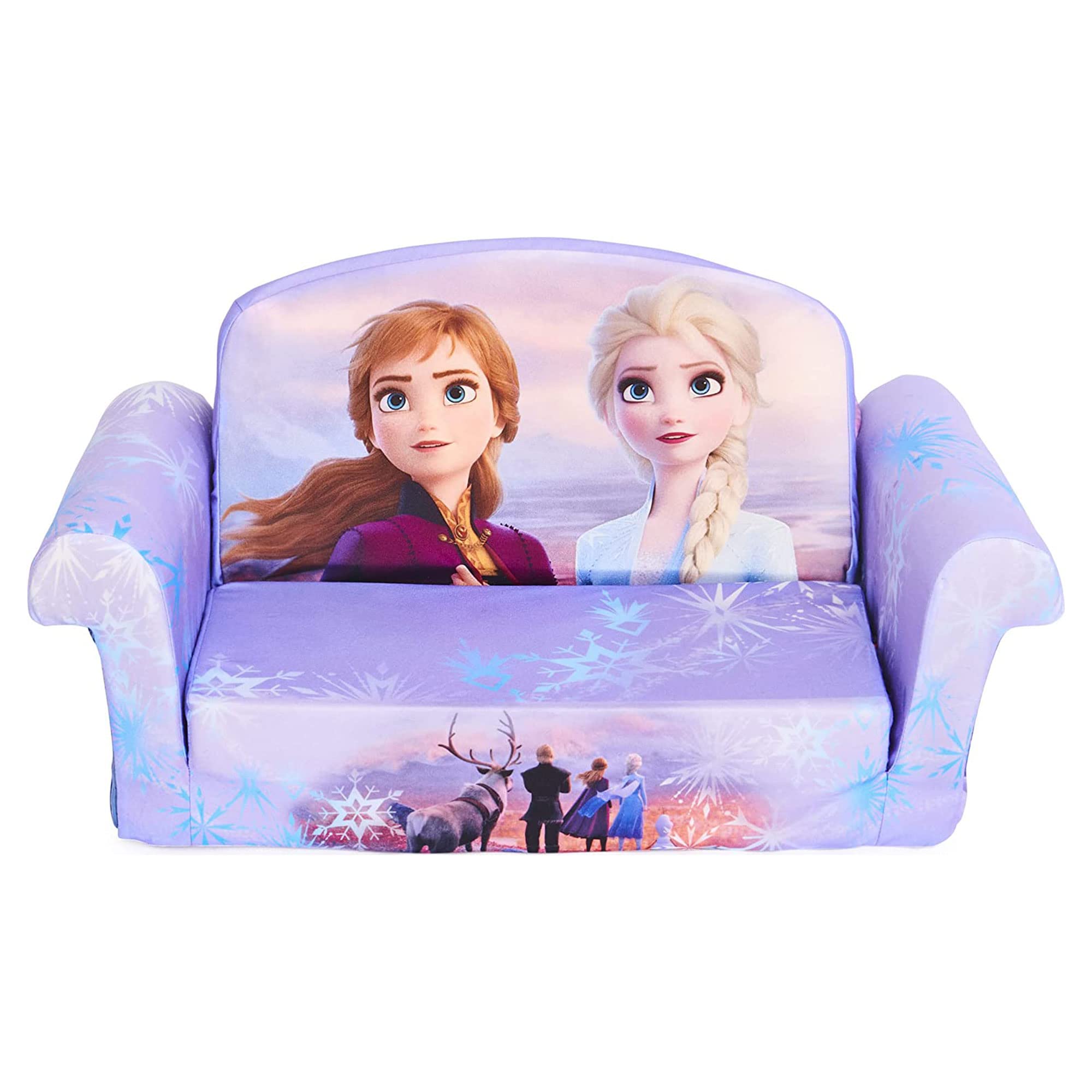 2-Pack MARSHMALLOW Kids Sofa - Convertible 2-in-1 Flip Open Foam Couch & Bed with Frozen 2 Design - Perfect for Playrooms, Bedrooms & Sleepovers