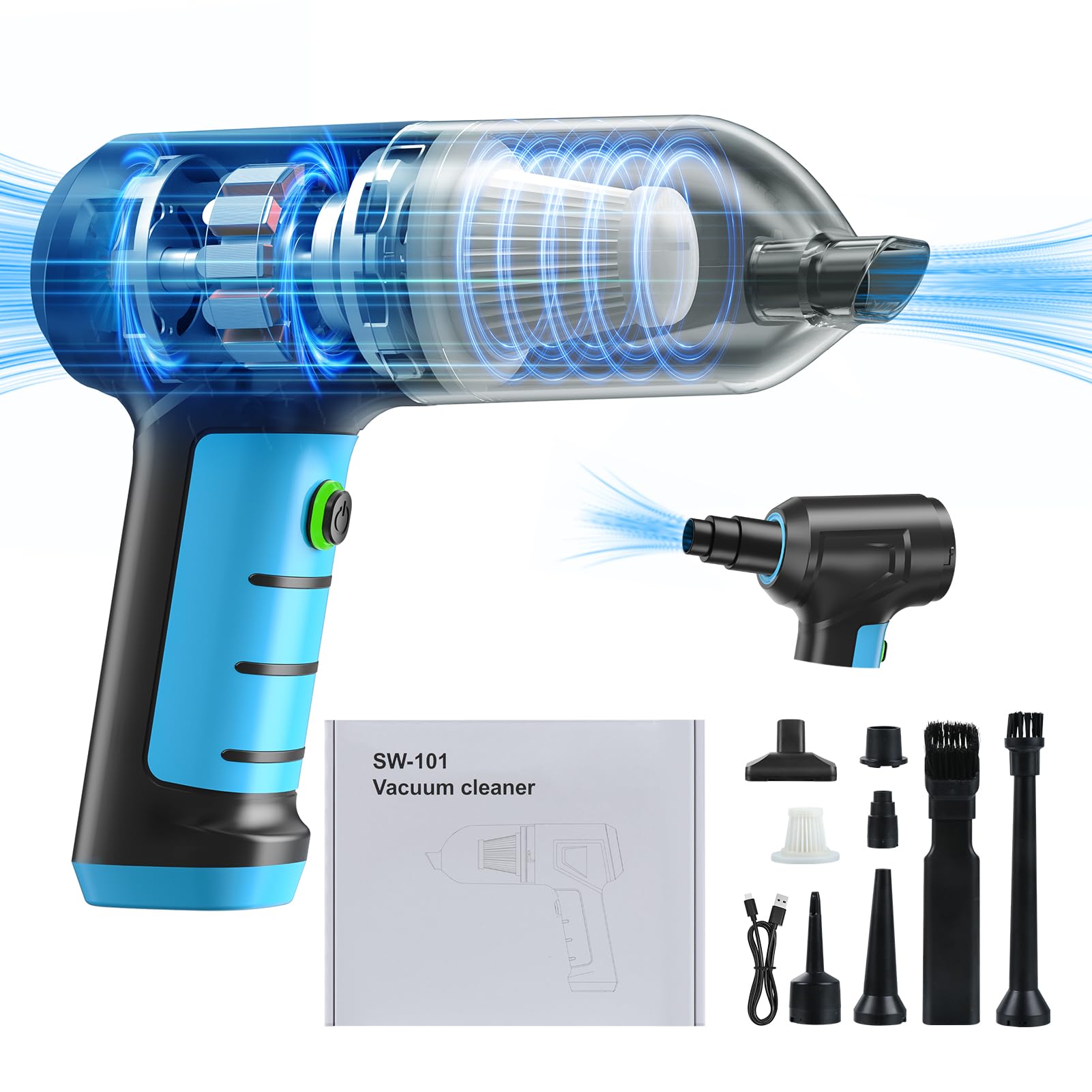Cordless Car Vacuum 16000PA, 120W Handheld for Car & Home Cleaning