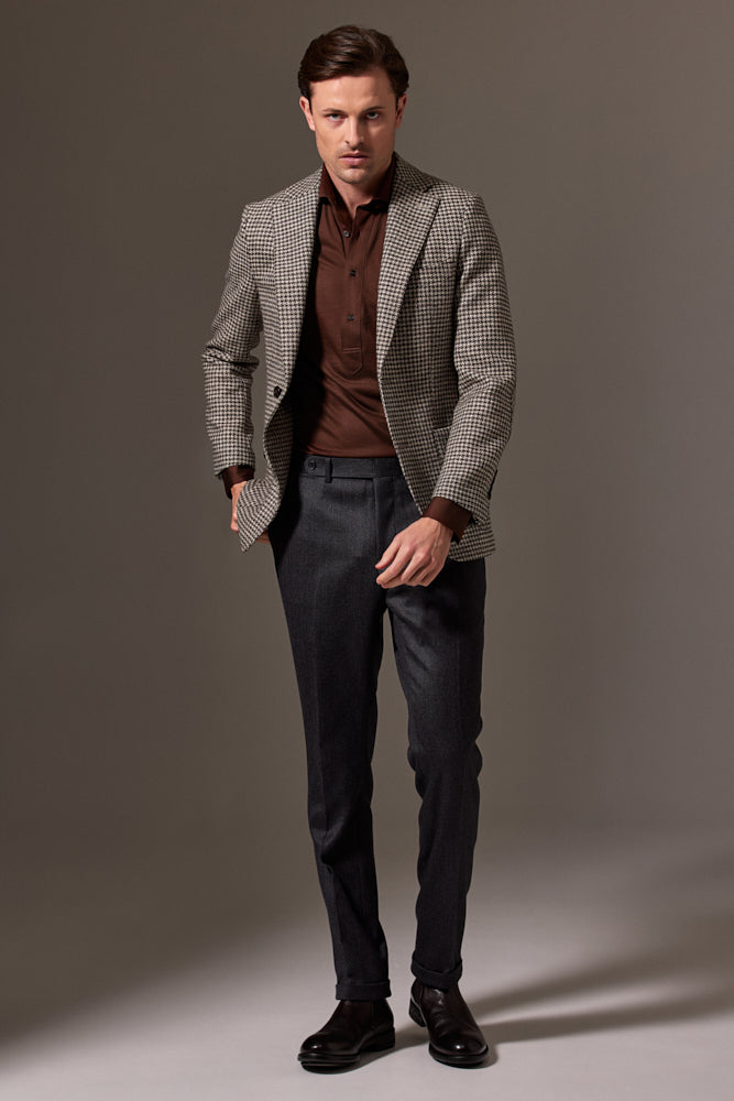 Liam Sports Jacket - Premium Undyed Wool Houndstooth Blazer in 3 Classic Shades | Perfect for Business Casual, Office Wear & Outdoor Events