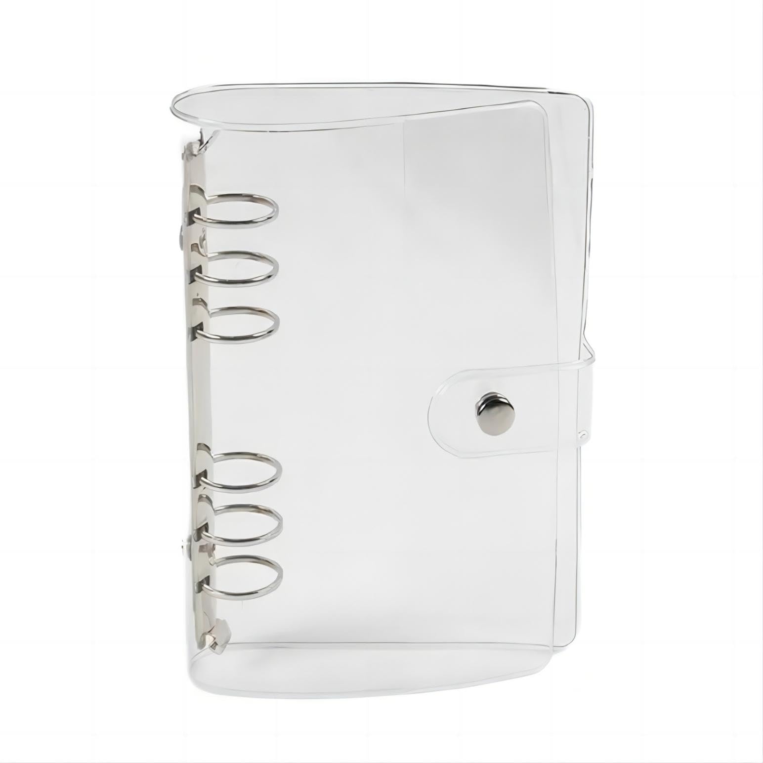 6-Hole Transparent PVC Binder Cover with Round Rings & Snap Button Closure - A6 Size File Folder for Loose Leaf Sheets, Notebook Refills & Document Protection | Perfect for School, Office Organization & Paper Storage