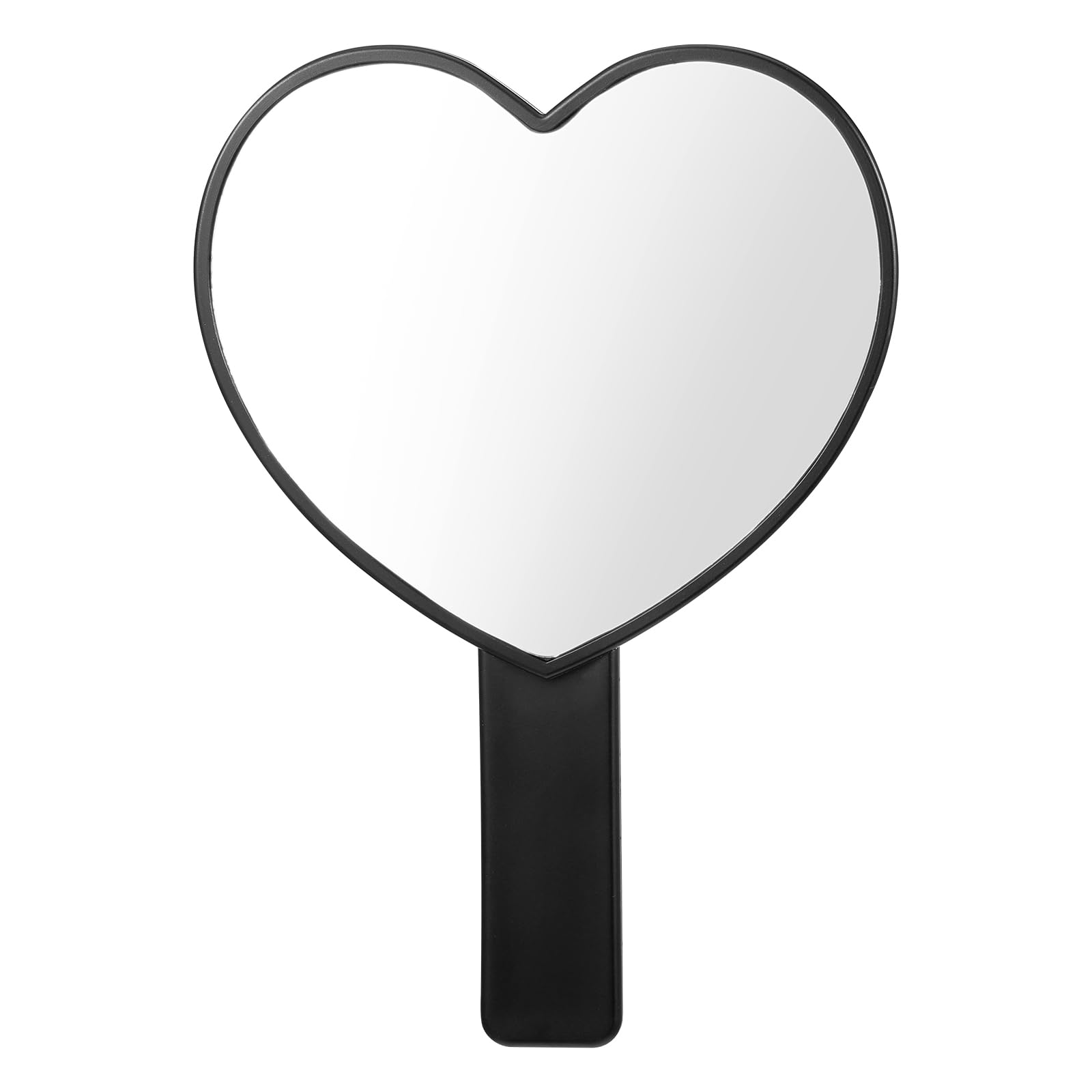 Heart-Shaped Handheld Mirror with Handle - Portable Travel Makeup Mirror for Women & Girls, Decorative Mini Heart Cosmetic Mirror (Black) - Perfect for Home, Travel, and Gifts