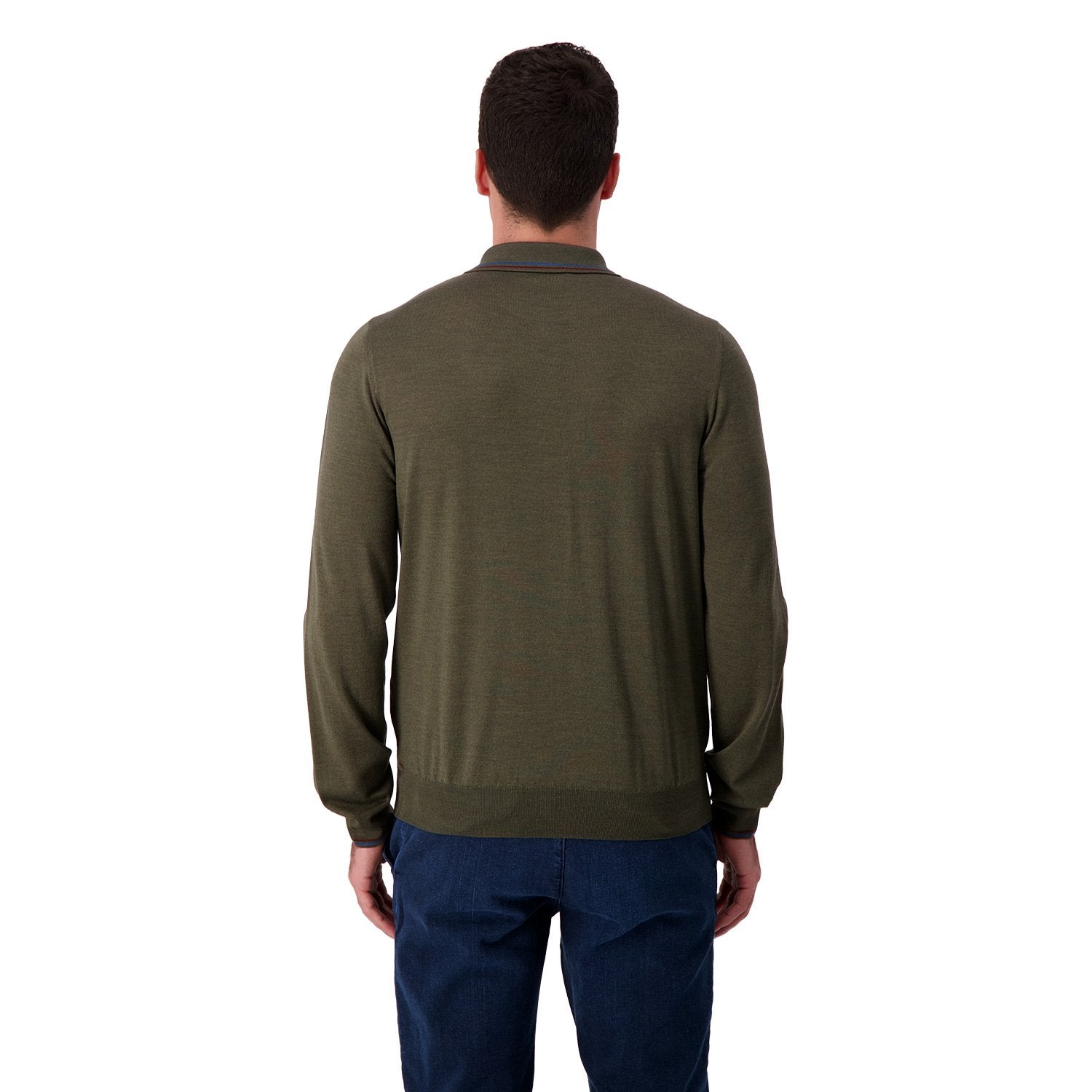 Zilli Green Long Sleeve Polo Sweater for Men - Soft Cotton Knit Casual Pullover Shirt - Perfect for Office, Golf & Outdoor Activities