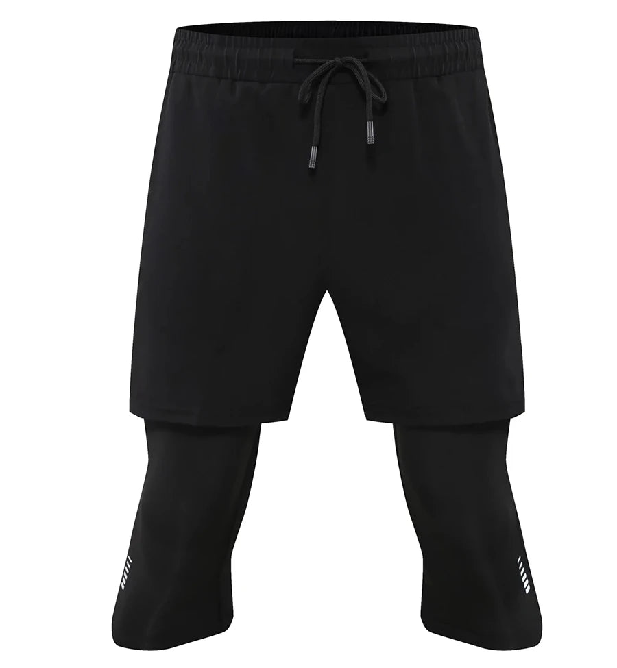 Men's 2-in-1 Running Pants with Pockets - Double Layer Gym Training Sweatpants for Jogging & Workouts | Moisture-Wicking Athletic Trousers for Men