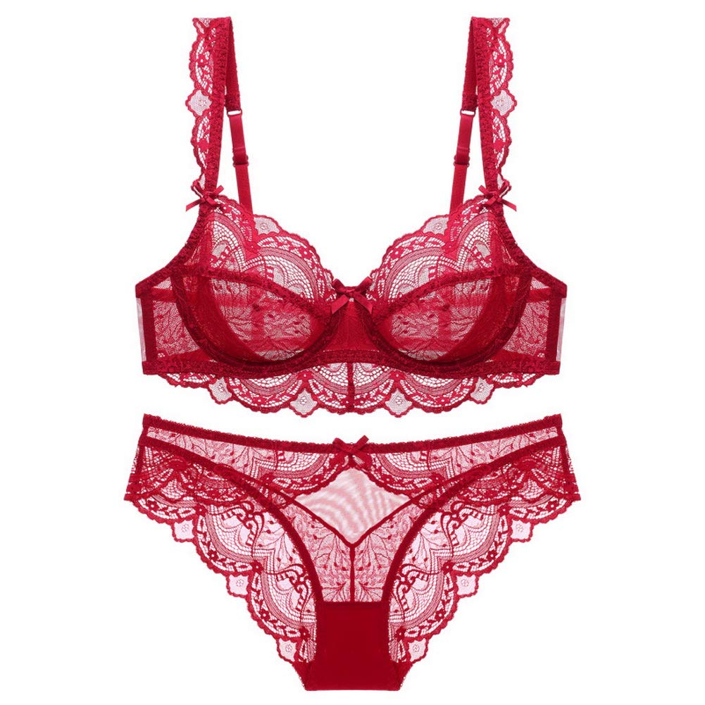 Women's Ultra-Thin Translucent Lace Embroidery Bra and Panty Set - Sexy Comfortable Lingerie for Everyday Wear & Special Occasions