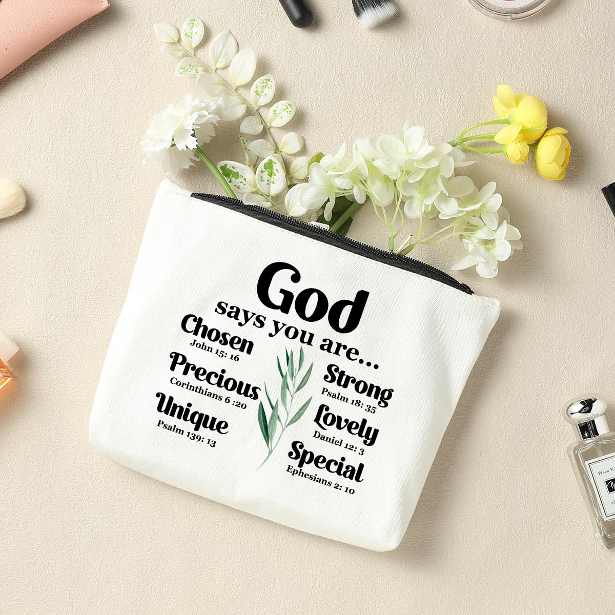 **Inspirational Christian Gifts for Women - Scripture Makeup Pouch, Travel Makeup Bag for Mom, Friends, Valentine's & Birthday Gifts - Perfect for Church, Travel & Daily Use**