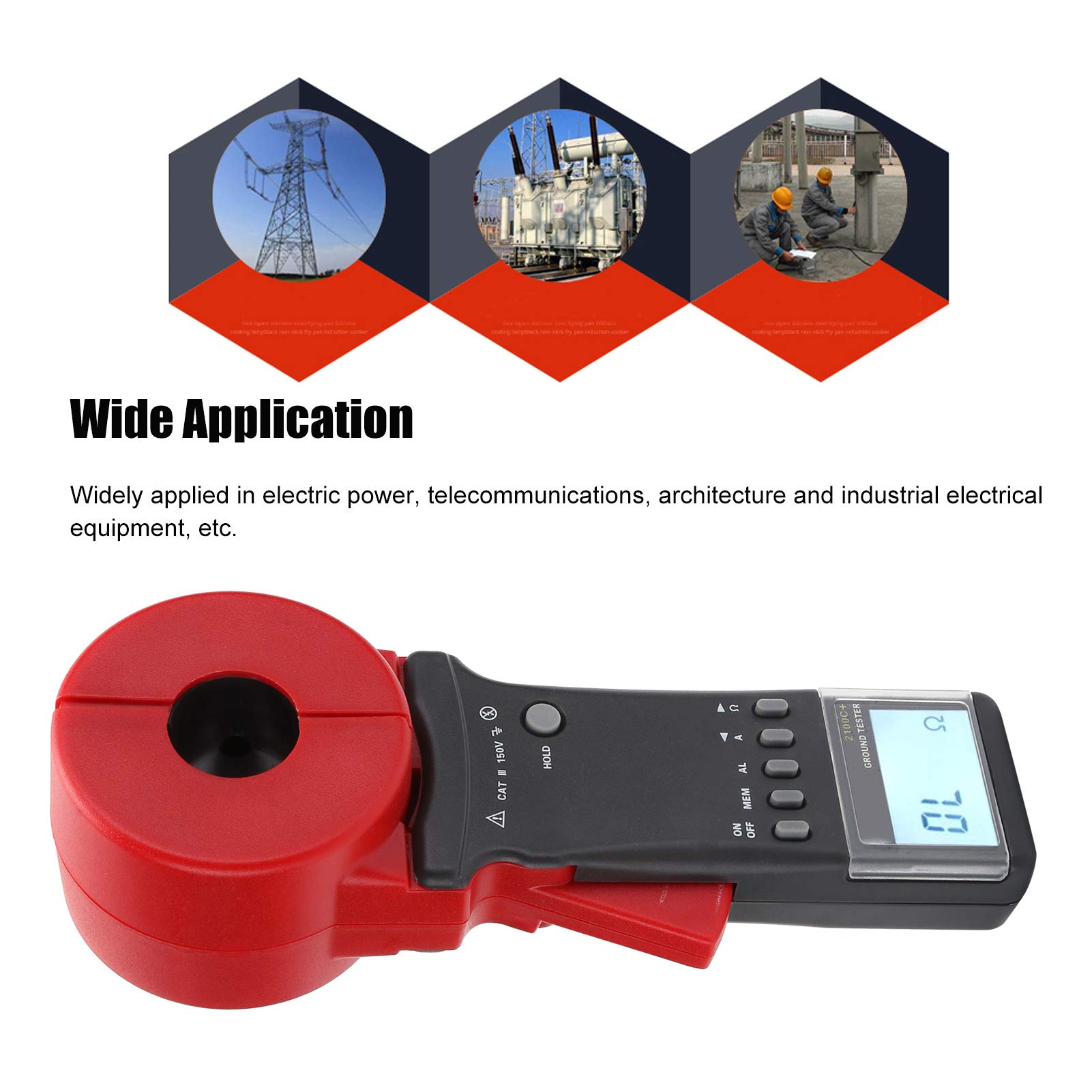 ETCR2100C Digital Ground Resistance Meter 0.011200Ω Earth Tester - Professional Electrical Testing Equipment for Power Systems, Oil Fields, Construction & Industrial Applications | Perfect for Electricians, Engineers & Maintenance Technicians