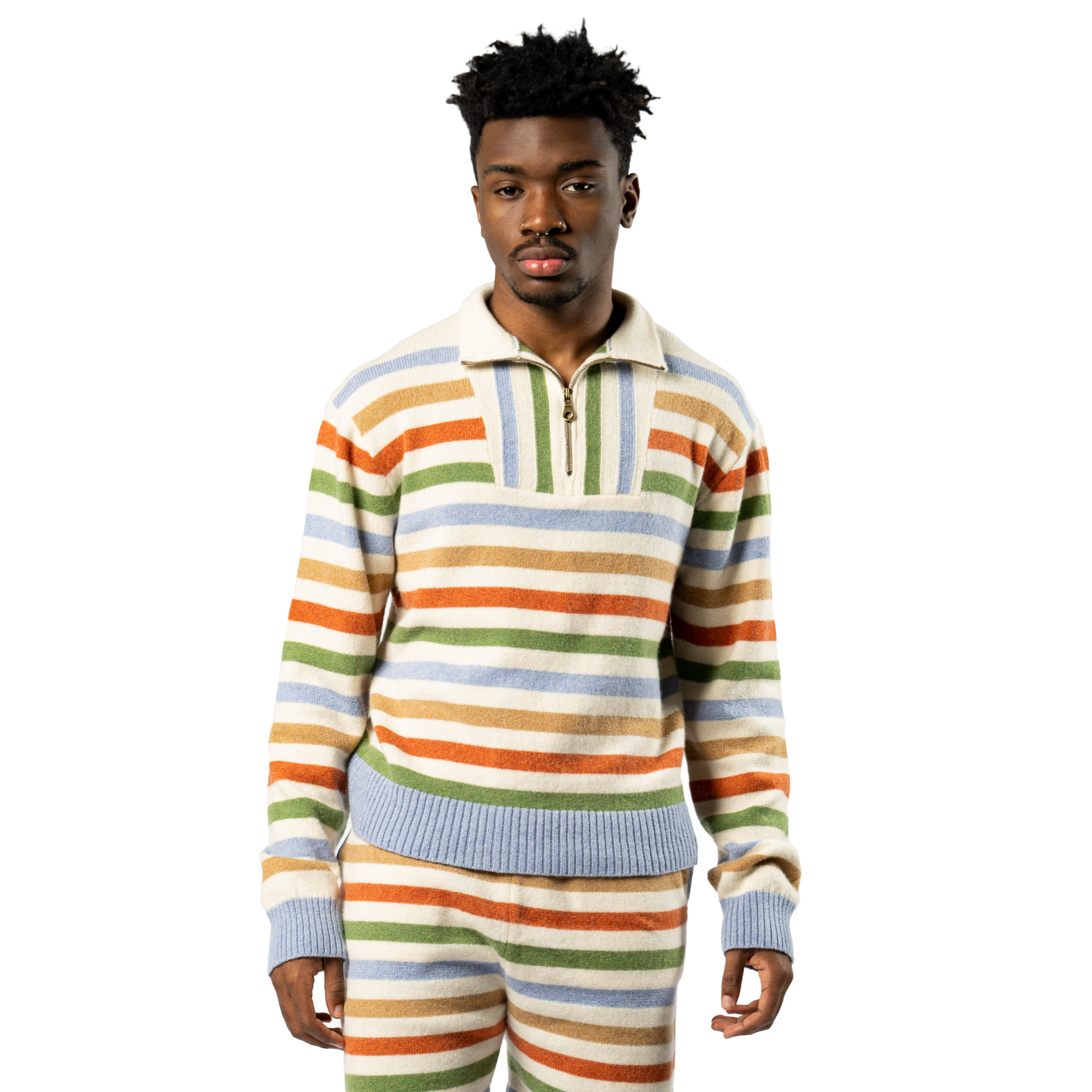 Harden Striped Sweater for Men - Blue, Camel, Green & Orange Color Options | Casual Wear & Street Style Fashion