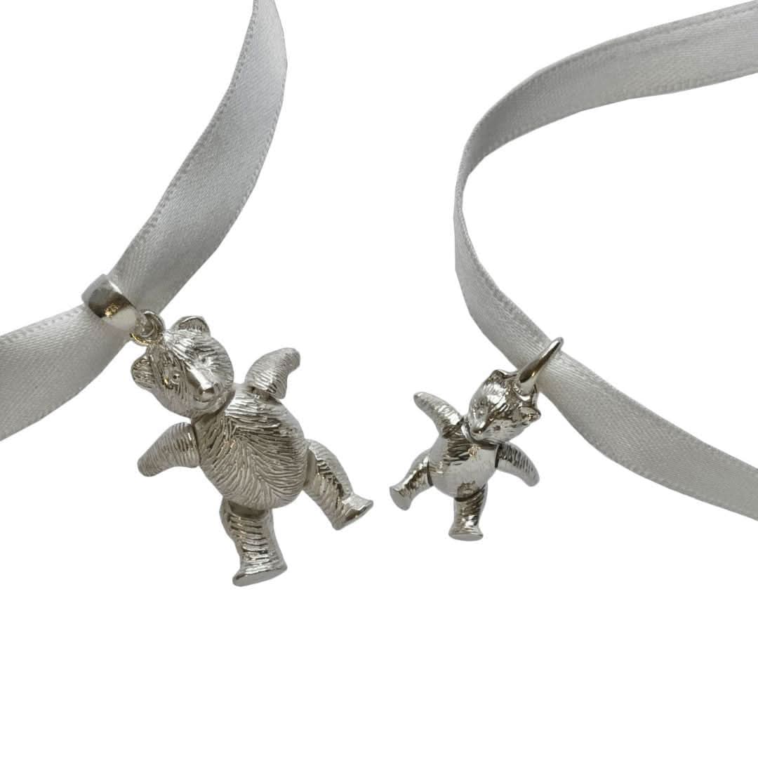 Cute Baby Teddy Bear Pendant Necklace - Sterling Silver Plated Charm for Newborns & Kids - Perfect Baby Shower Gift & First Birthday Present