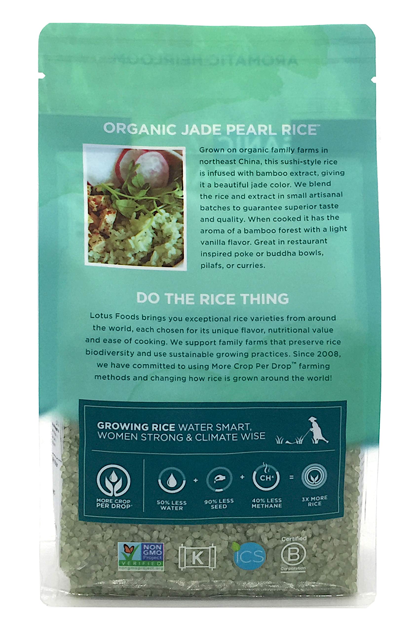 Organic Jade Pearl Rice by Lotus Foods - 15 Ounce (Pack of 1) | Gluten-Free, Non-GMO, USDA Certified | Perfect for Sushi, Stir-Fry & Healthy Meal Prep