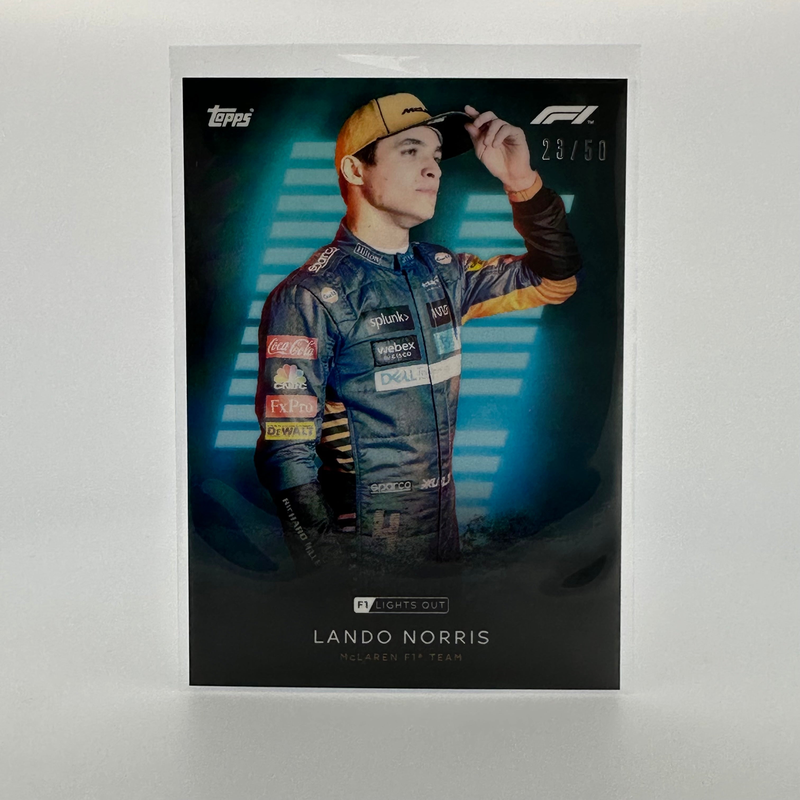 50 Lando Norris Driver Aqua Parallel - Premium Collectible Trading Card for F1 Fans & Memorabilia Enthusiasts - Perfect for Display, Gifts, and Racing Collections