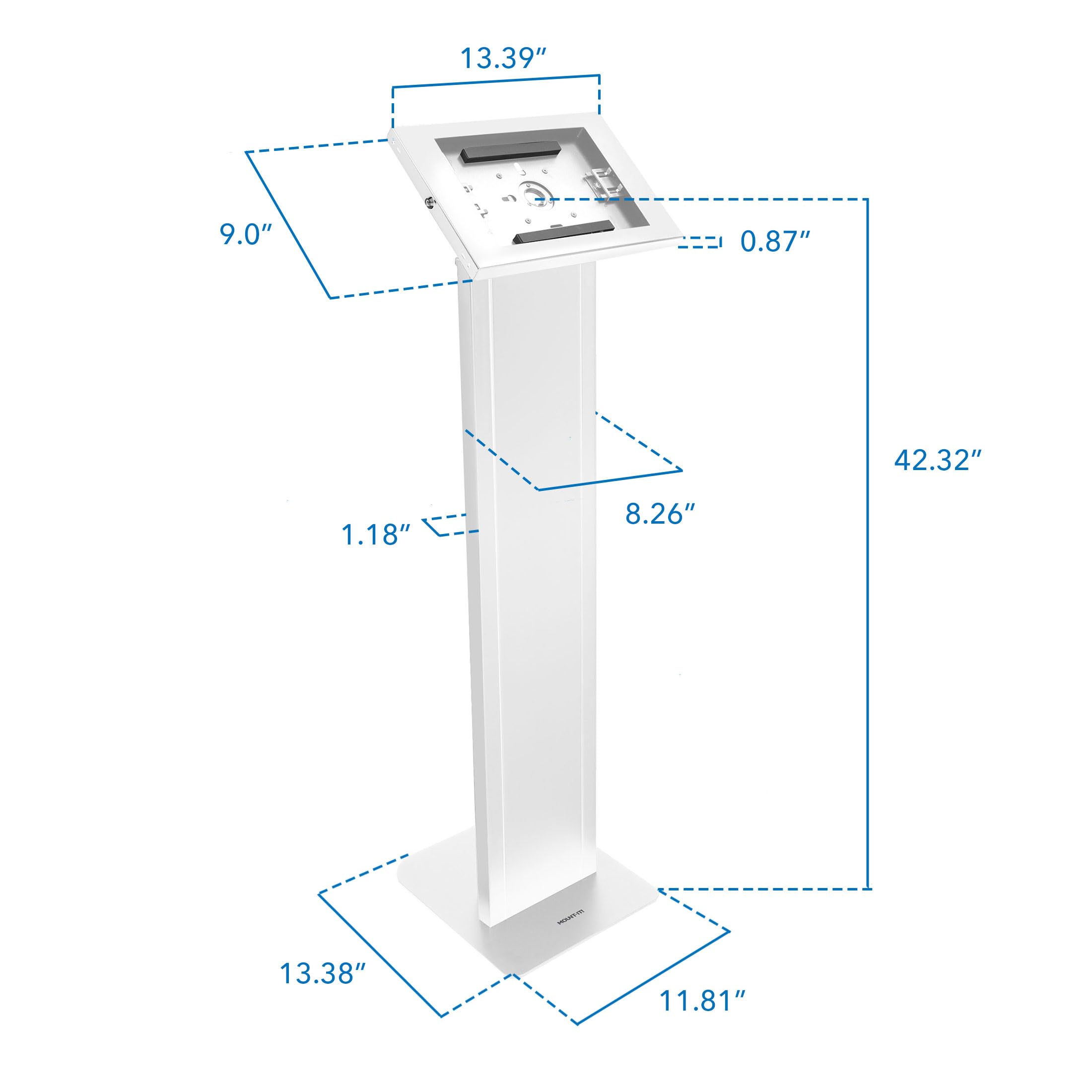 Mount-It! Anti-Theft Tablet Floor Stand Kiosk - Secure Locking Tablet Mount with Universal Enclosure for iPad 7-10, iPad Pro, iPad Air (10.2 inch & 10.9 inch) - White | Perfect for Retail Stores, Restaurants, Museums & Public Spaces