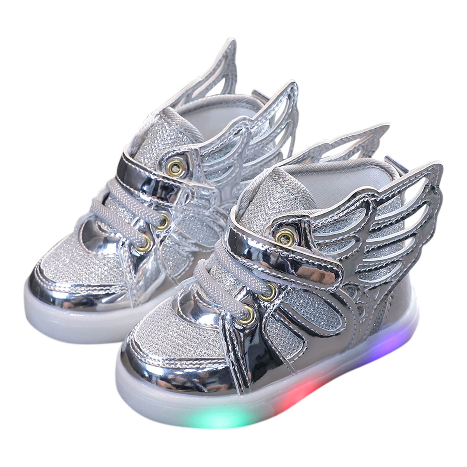 LED Light Up Sneakers for Toddlers - Girls Bling Slip-On Shoes for Play & Sports