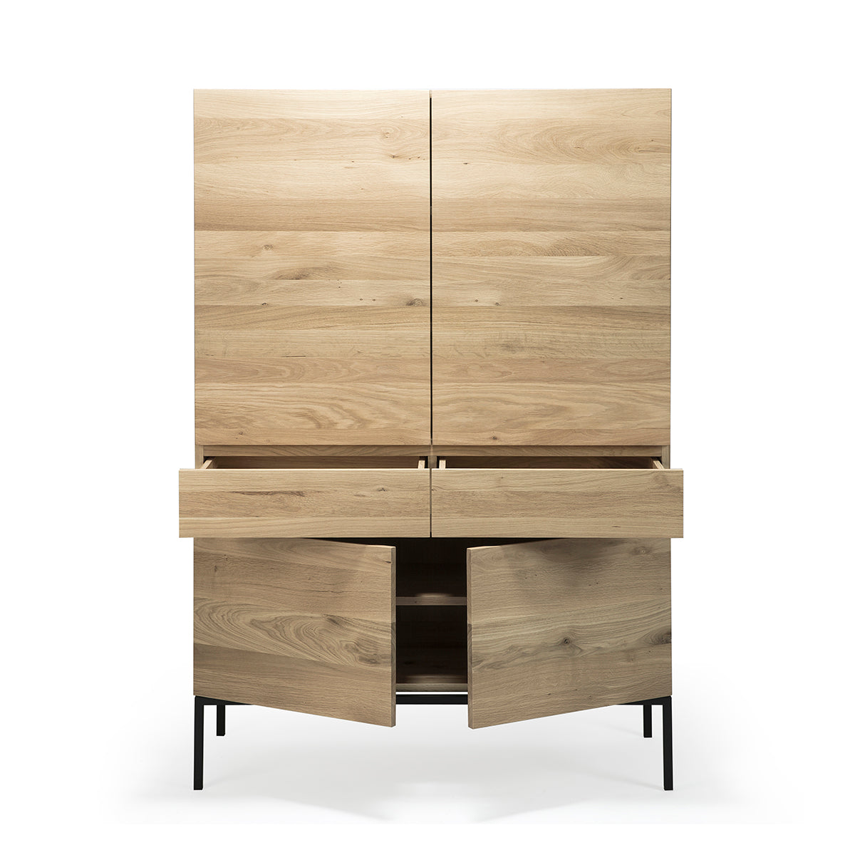 Ligna 4-Door & 2-Drawer Storage Cabinet - Solid Wood Cupboard for Bedroom, Living Room, or Entryway Organization