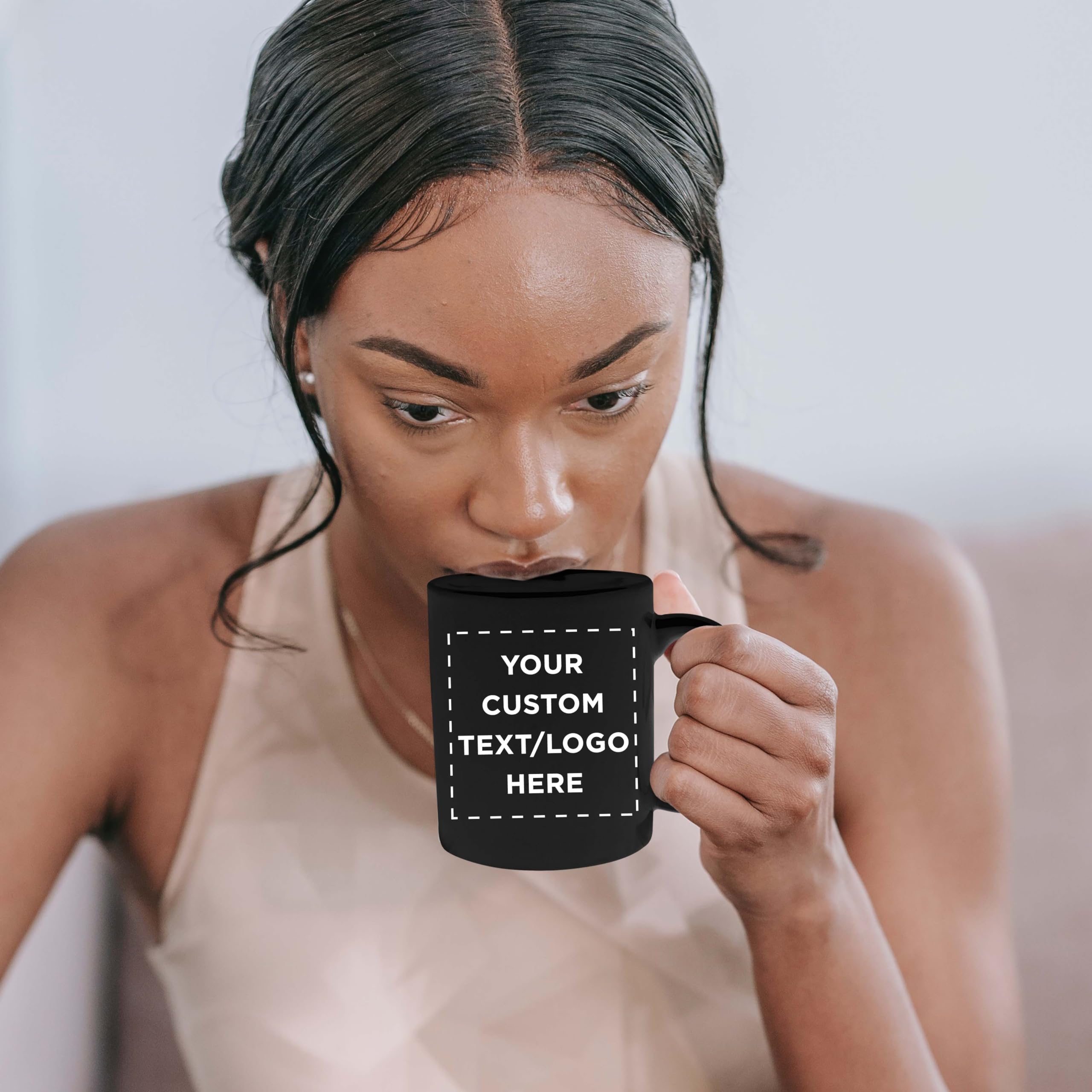 Custom 11 oz Ceramic Coffee Mugs Bulk Set of 50 - Personalized Black Coffee Cups for Hot & Iced Drinks, Gaming, Office Use - Durable Restaurant & Home Kitchen Drinkware