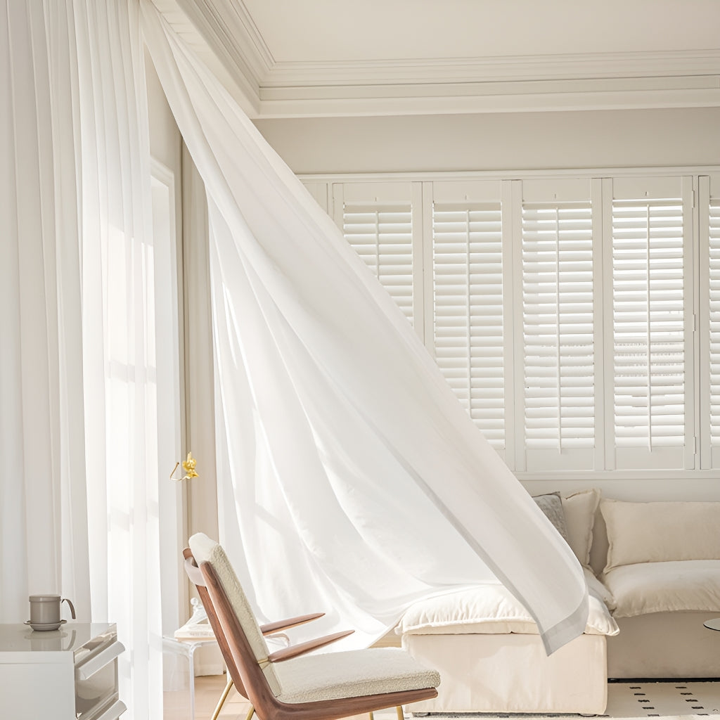 Tabitha Airy Gauze White Sheer Grommet Custom Curtains - Light Filtering Window Drapes for Living Room, Bedroom & Nursery