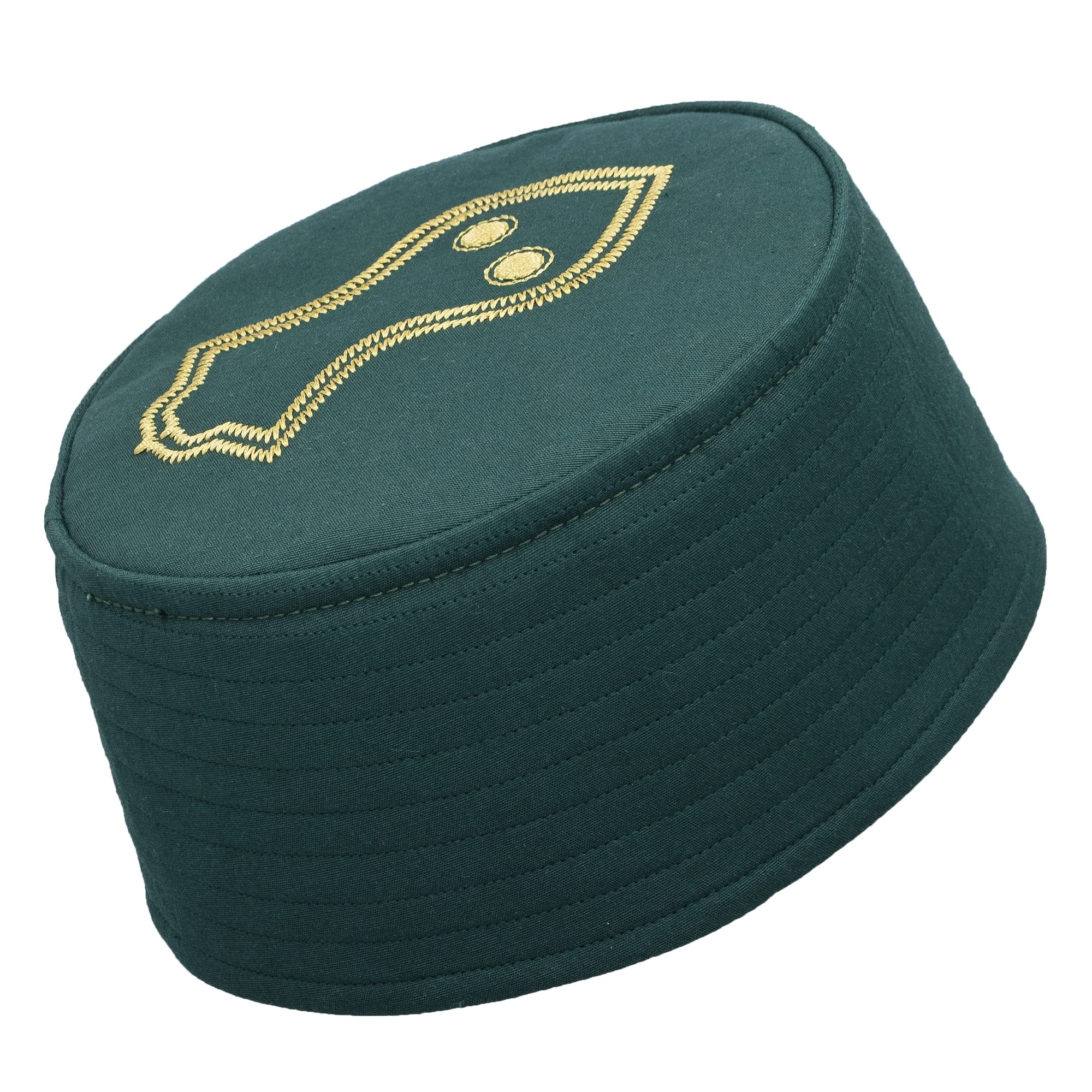 Premium Turkish Islamic Men's Kufi Hat - Structured Round Skull Cap with Ottoman Tughra Design - Durable Sandalwood Finish - Perfect for Prayer, Weddings & Cultural Events