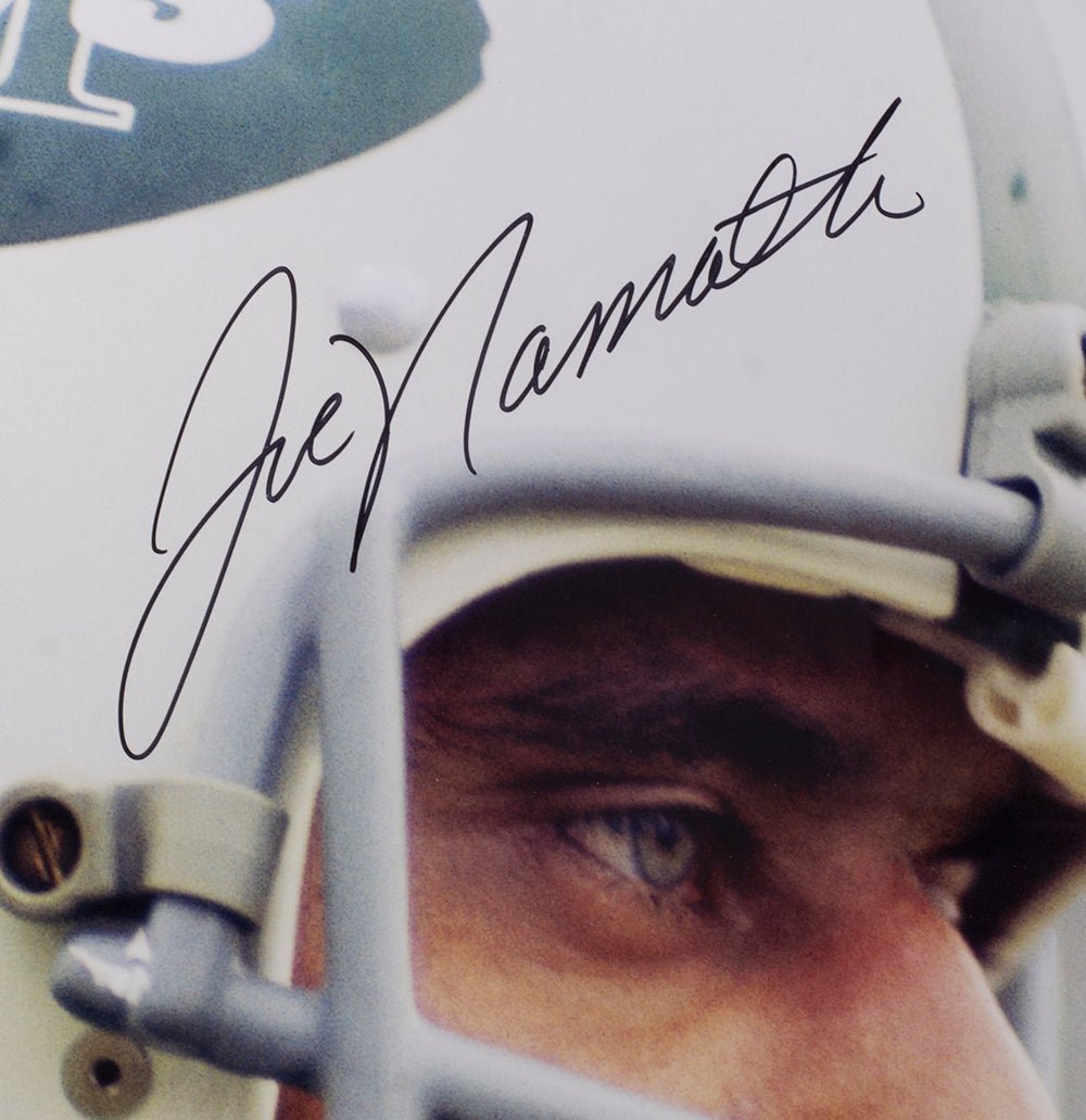 1969 New York Jets Joe Namath Signed Framed 16x20 Close Up Photo - Authentic Steiner Collectible for Football Fans, Man Cave Decor & Sports Memorabilia Gifts