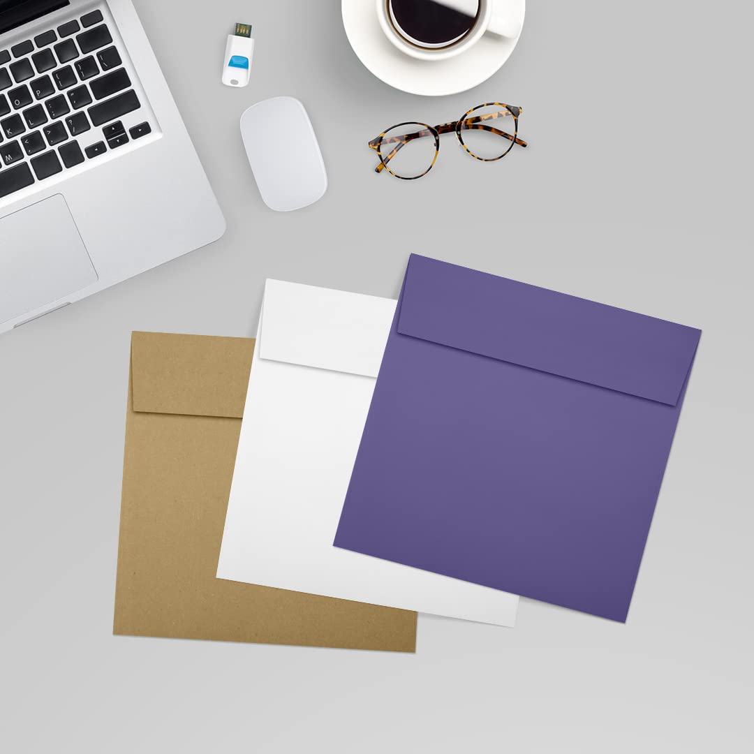Premium 6x6 Inch Square Invitation Envelopes - Wisteria Purple, 80lb Text Weight, Self-Seal Peel & Press Closure, Pack of 1000 - Perfect for Wedding Invitations, Greeting Cards, Party Favors and Business Correspondence
