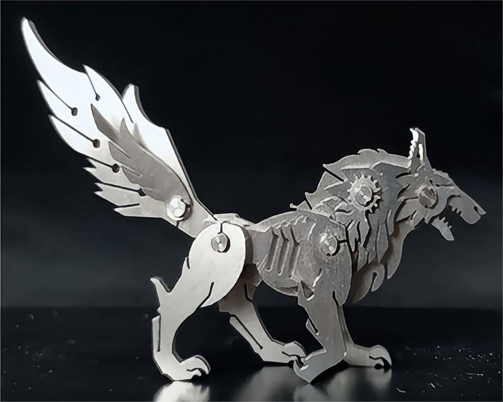 3D Metal Model Kits - DIY Mechanical Wolf Puzzle | Steel Animal Series Brain Teaser for Adults | Home Decor Art Craft & Unique Gift Idea | Perfect for Stress Relief, Office Desk Display & STEM Learning Activities
