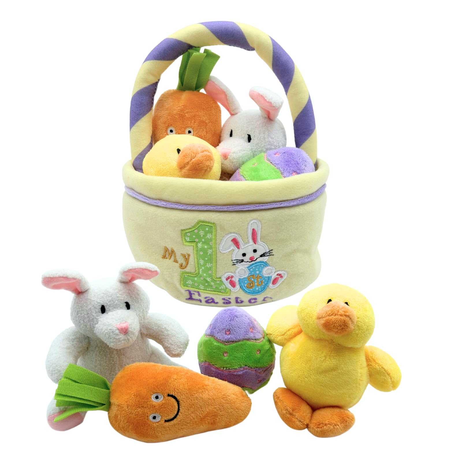 Genius Baby Toys My First Easter Basket - Deluxe 5-Piece Set with Easter Bunny, Baby Chick, Carrot & Easter Egg | Sensory Play Toys for Infants | Perfect Easter Gift for Babies & Keepsake | Easter Basket Stuffers for Toddlers & Newborns