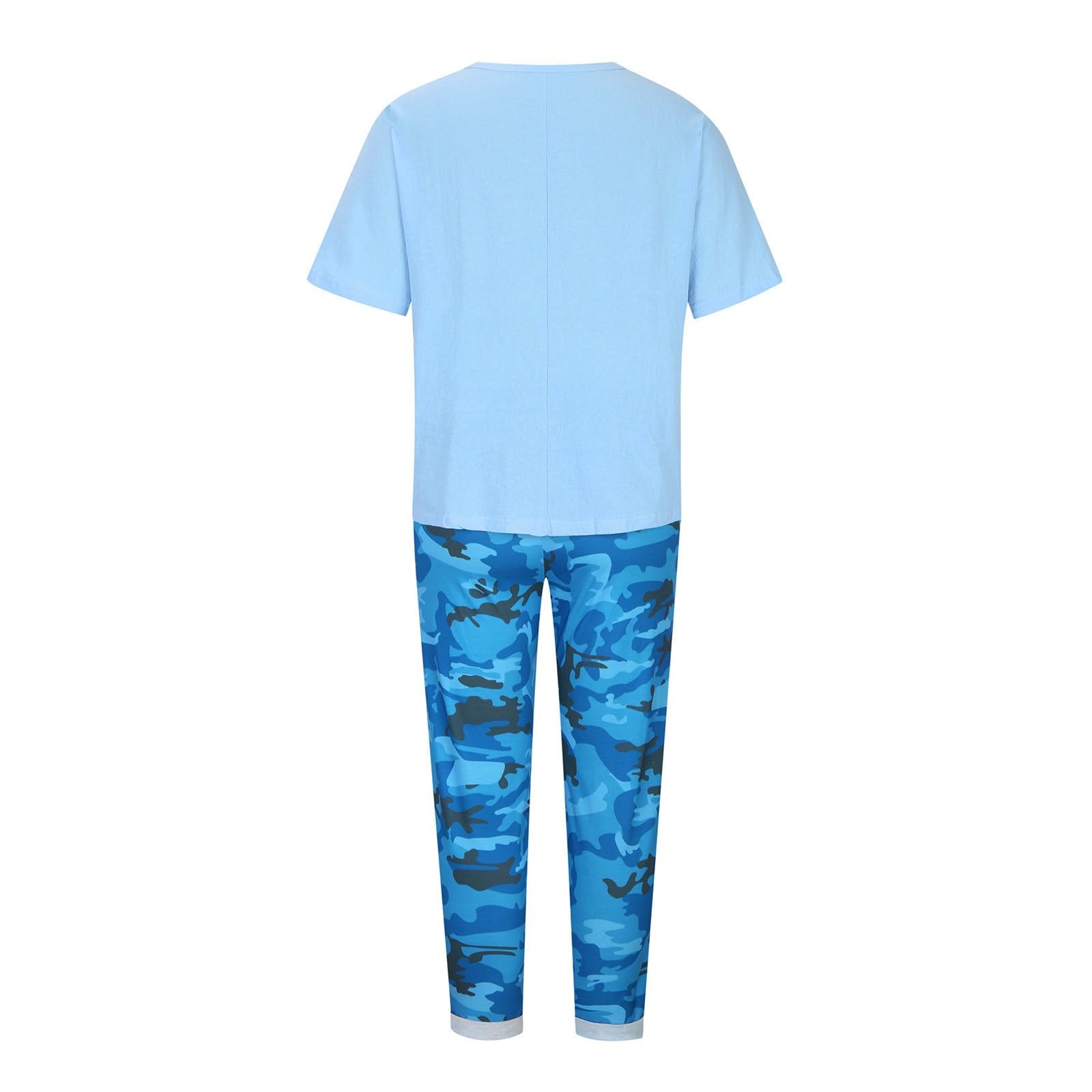 **Women's 2-Piece Summer Lounge Set - Plus Size Wide Leg Pants & Short Sleeve Top | Casual Outfit for Home, Travel & Relaxation**