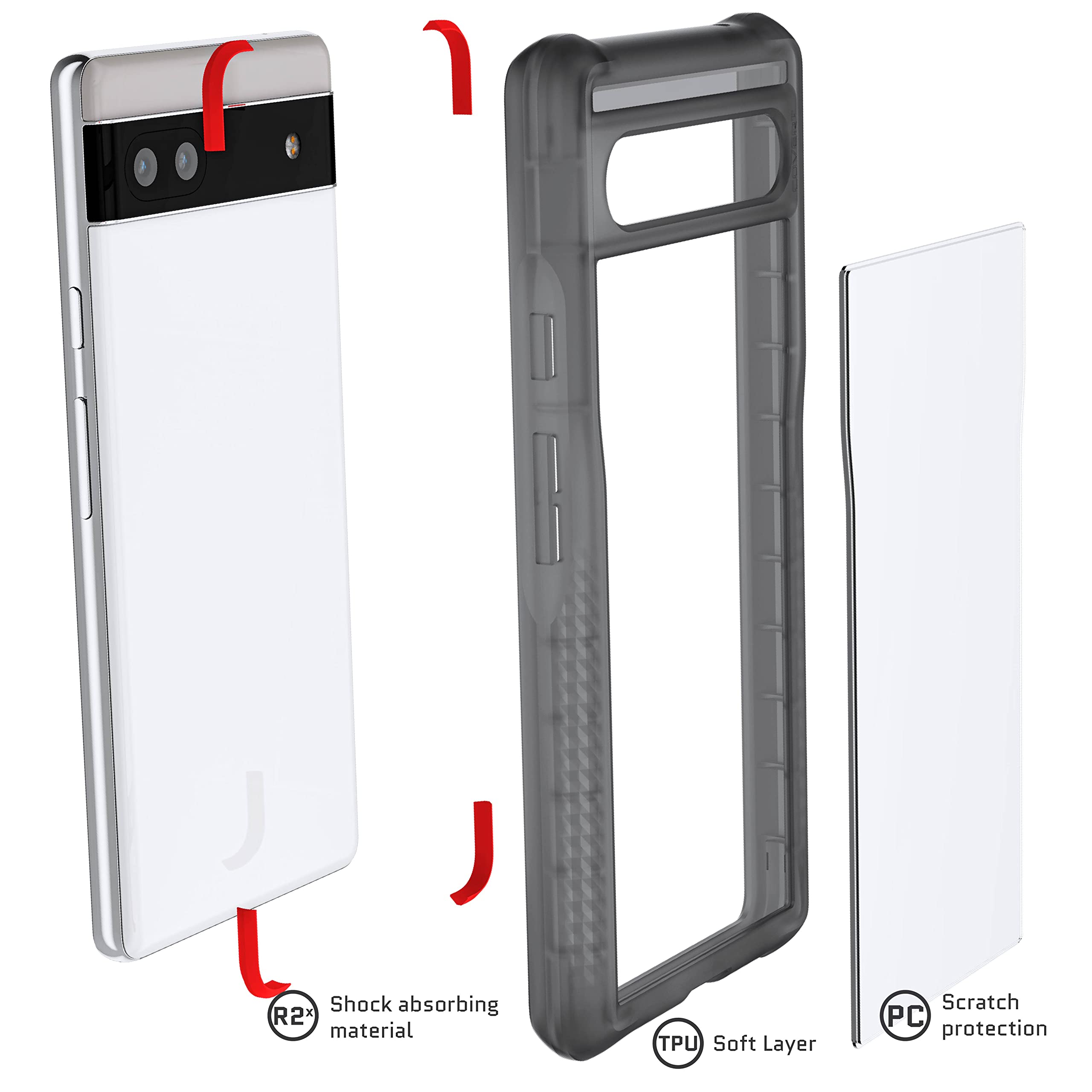 Ghostek COVERT Clear Case for Google Pixel 6a - Slim Shockproof Cover for Everyday Protection