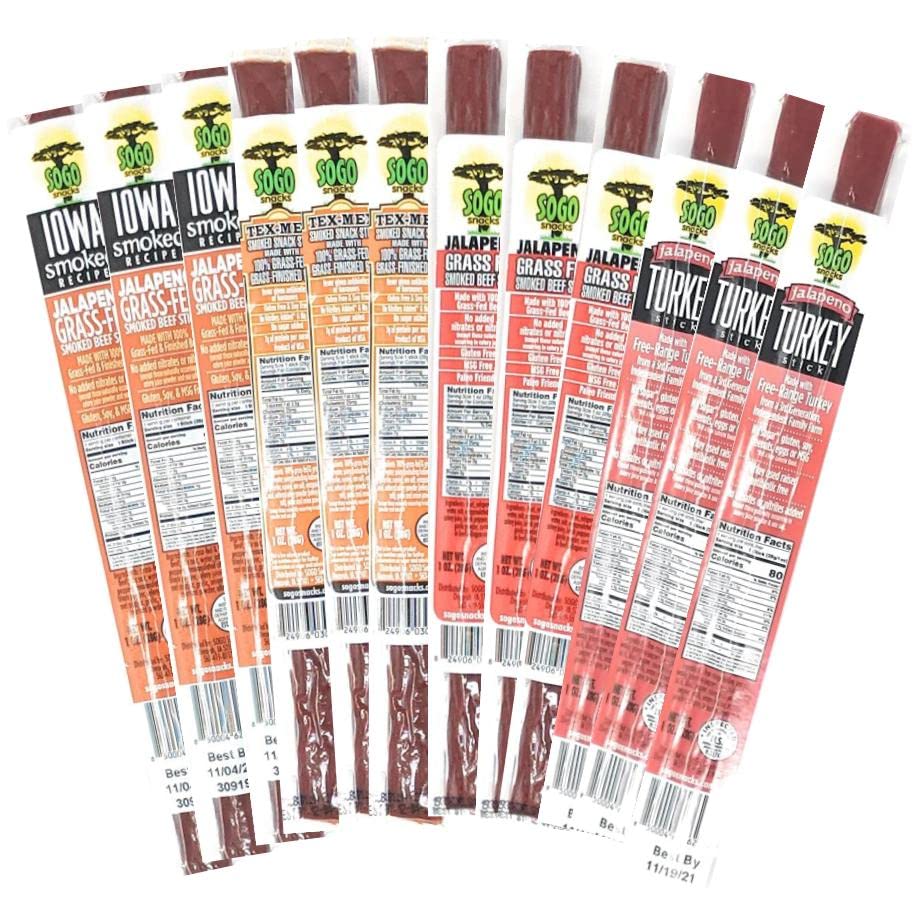**Spicy Variety Meat Sticks - 100% Grass-Fed Beef & Free-Range Turkey Snacks - No Sugar, Nitrates, Gluten, Soy, MSG, Dairy, Nuts - Non-GMO, Keto & Paleo Friendly (144-Count, 1-Oz Sticks) - Perfect for Hiking, Travel & On-the-Go Snacking**