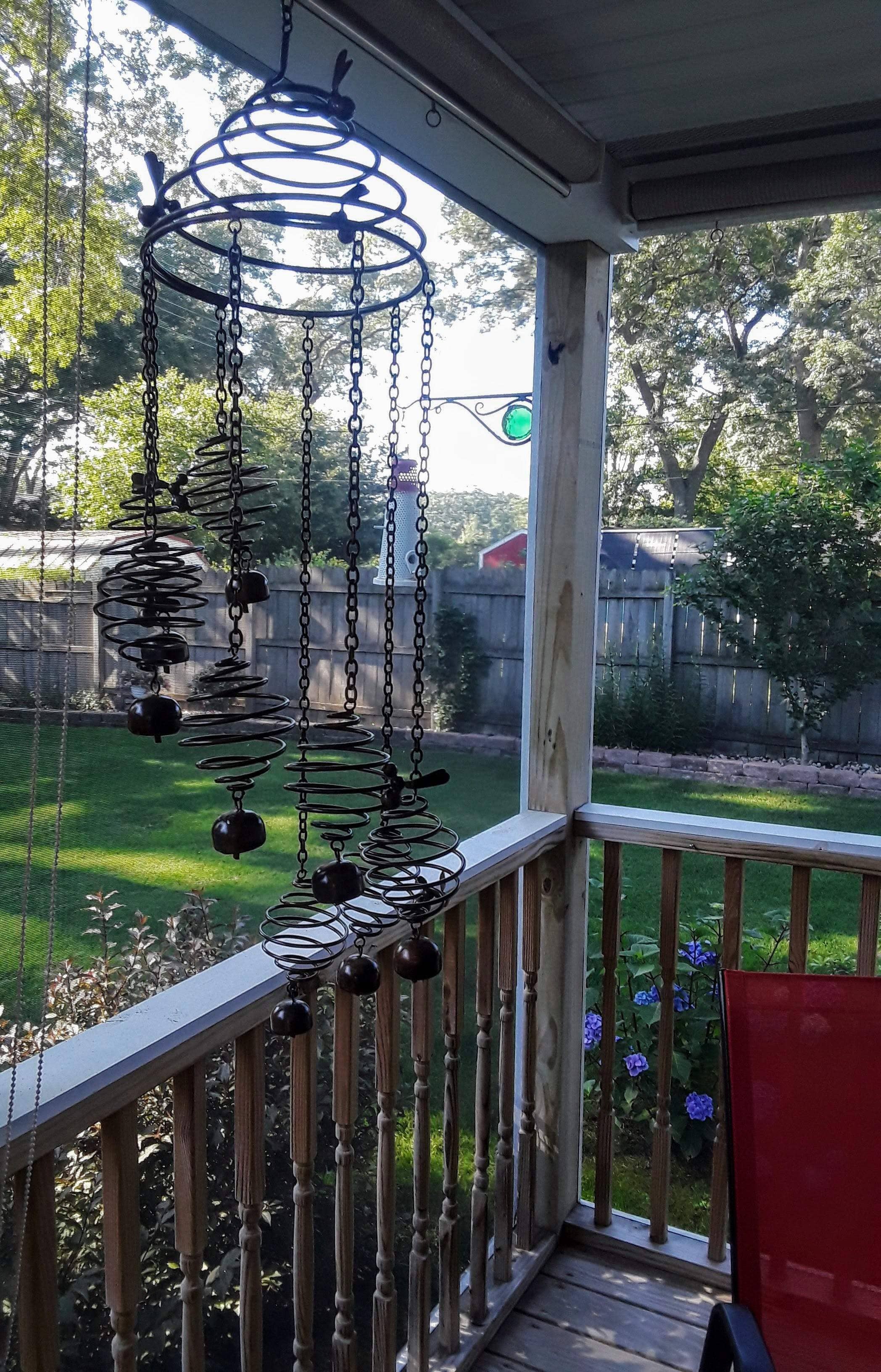 Bee Spiral with Bells - Handmade Wind Chime for Outdoor Garden Decor | Soothing Wind Sounds for Patio, Porch & Backyard Relaxation