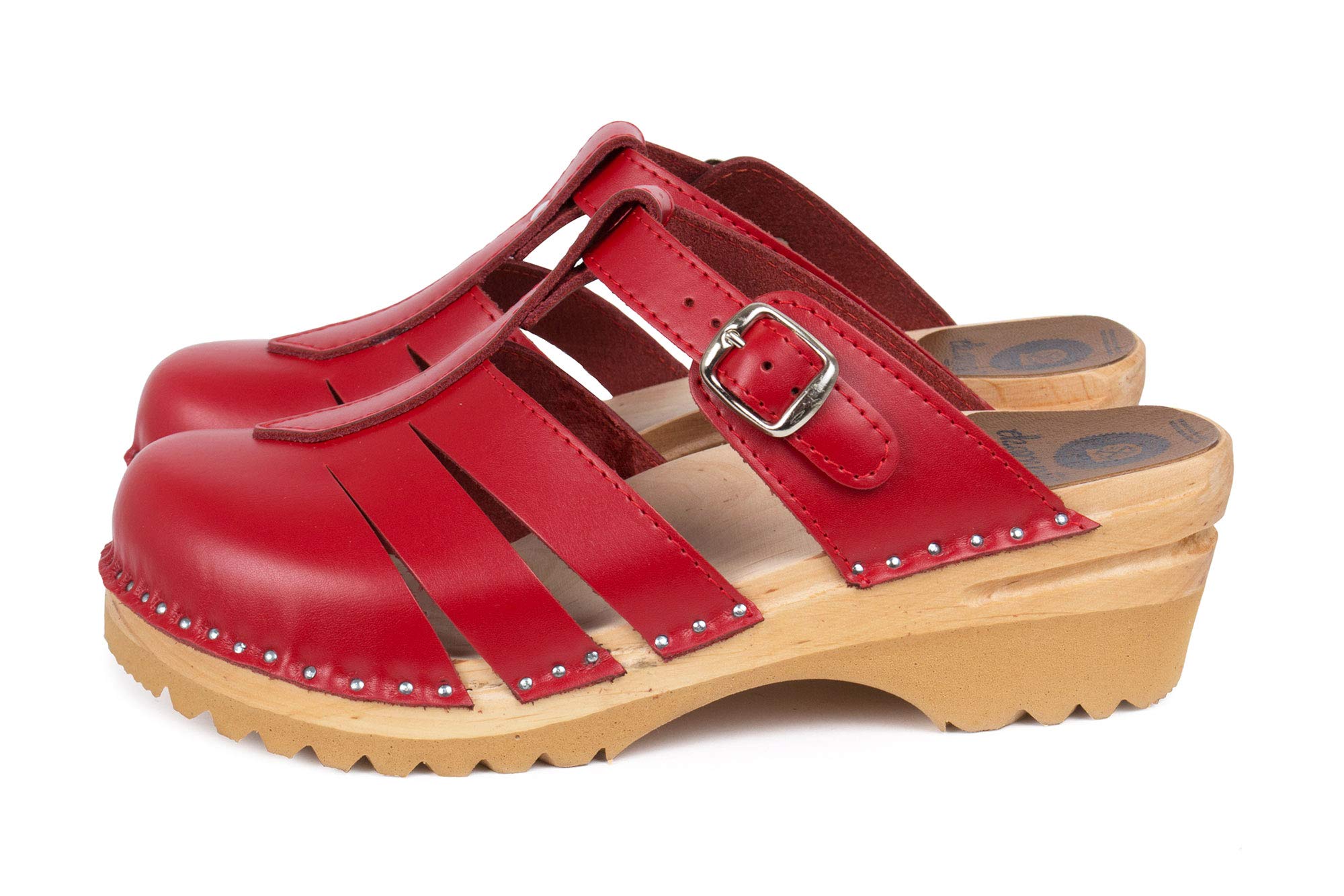 Women's Mary Jane Bastad Slip-On Closed Toe Sandals - Genuine Leather Non-Slip Swedish Wooden Clogs for Comfort & Style | Perfect for Nurses, Teachers & Healthcare Professionals