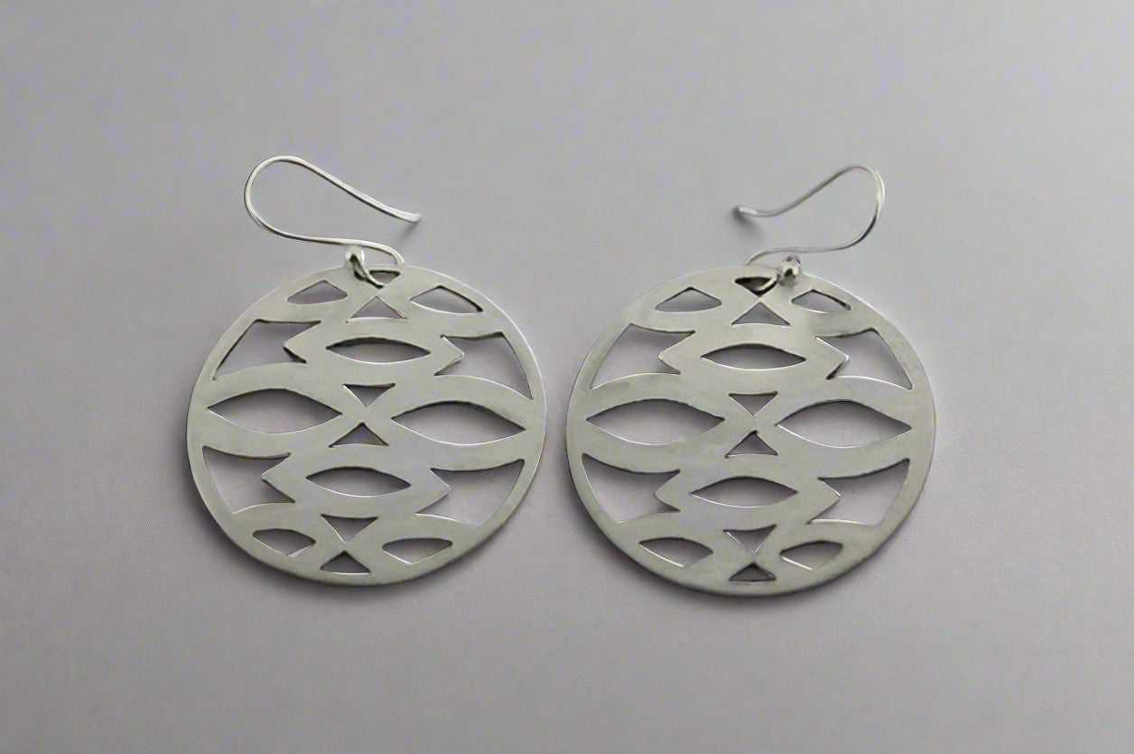 Matte Circle Cutout Earrings for Women - Sterling Silver Minimalist Hoop Earrings - Perfect for Everyday Wear, Office & Date Night