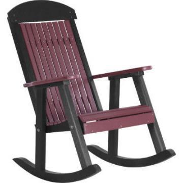 LuxCraft Classic Traditional Recycled Plastic Porch Rocking Chair Set of 2 - Outdoor Patio Furniture for Relaxing on Porch, Deck or Garden