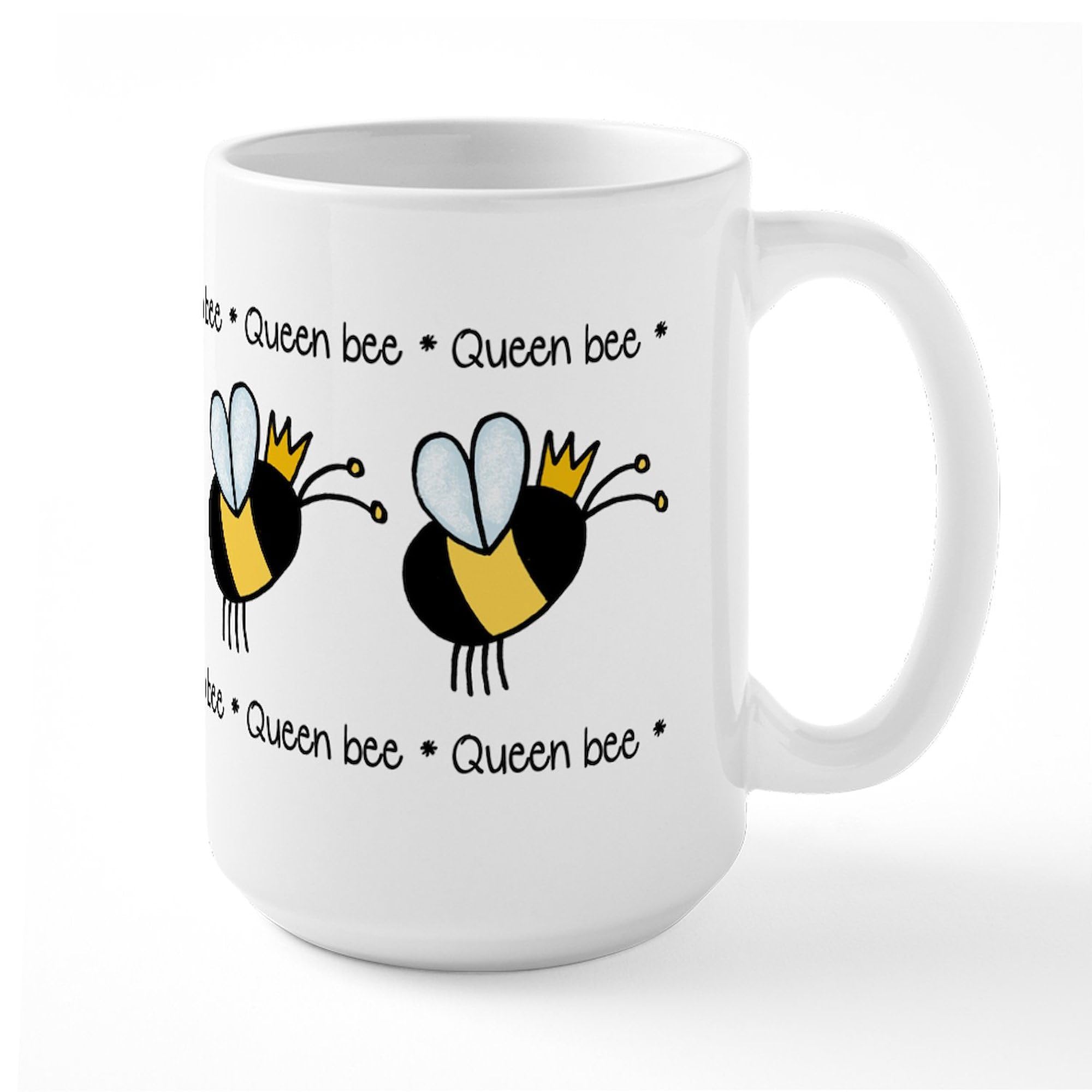 Queen Bee Large Coffee Mug - 15 oz. White Ceramic Cup for Tea & Hot Drinks - Perfect for Office, Home & Gifts