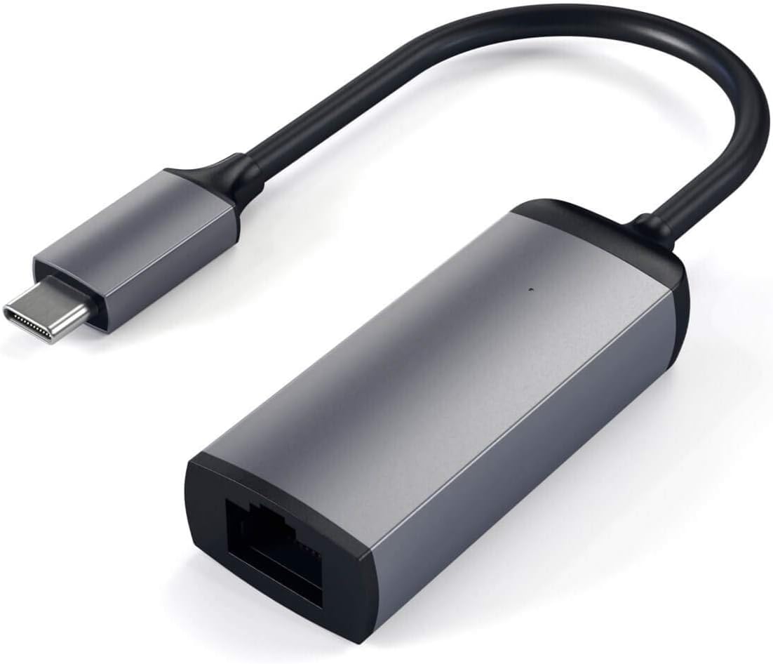 SATECHI Aluminum USB-C to Gigabit Ethernet Adapter - Thunderbolt 3 Compatible for MacBook Pro/Air M2 (2022), M1 (2020-2021), iPad Pro - High-Speed Wired Internet Connection for Work, Gaming & Streaming (Space Gray)
