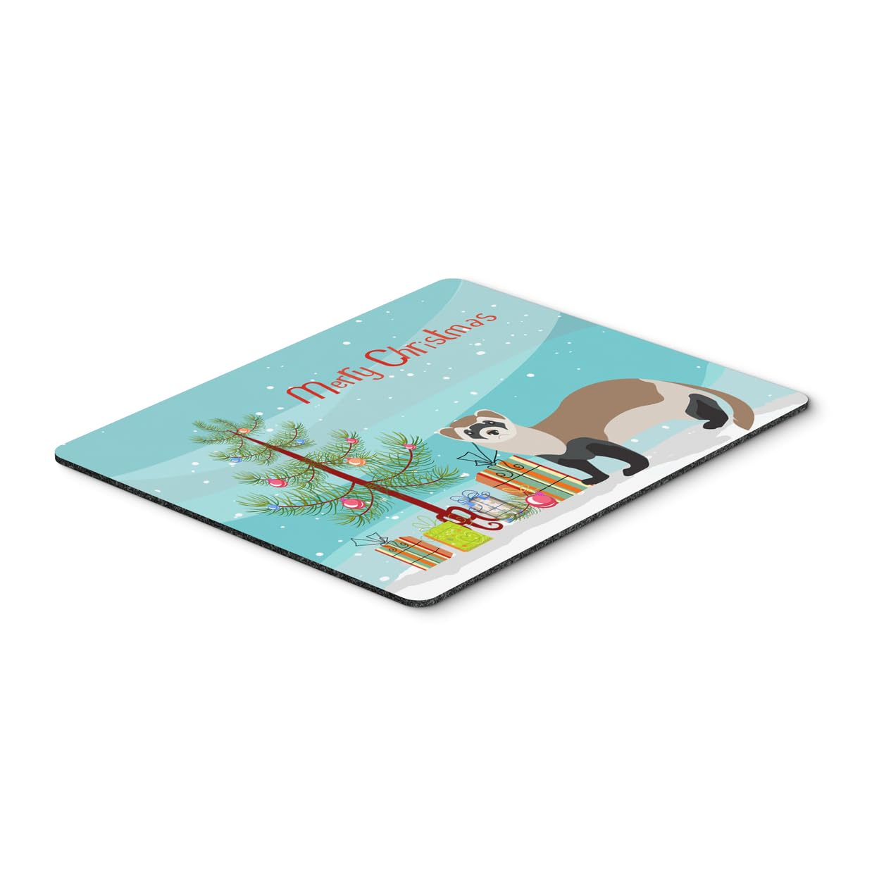 Caroline's Treasures BB9245MP Ferret Christmas Mouse Pad - Large Washable Desk Mat for Home Office, Gaming & Computer Work (Teal) | Perfect Gift for Pet Lovers & Holiday Decor