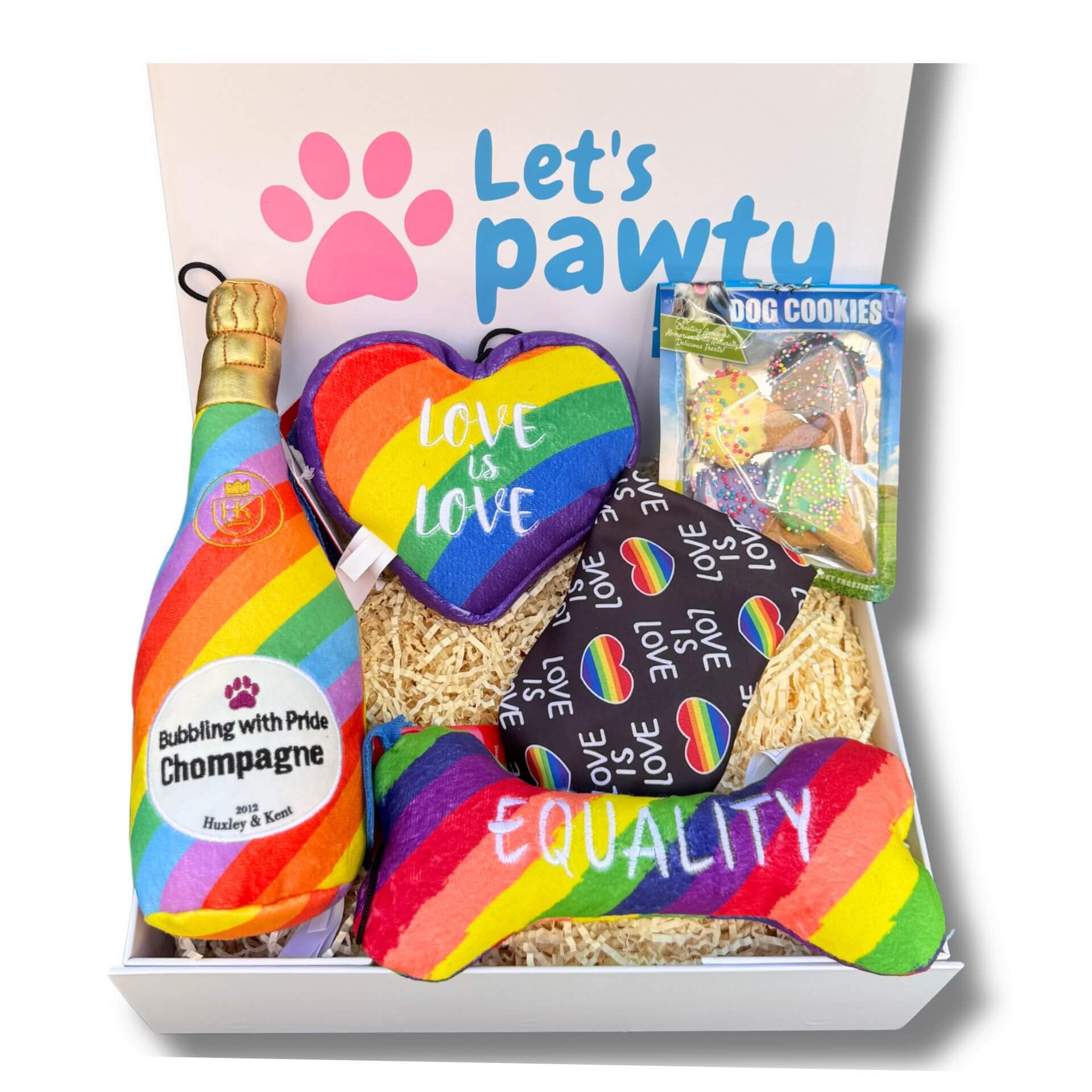 Custom Pride Party Dog Gift Box - Personalized LGBTQ+ Celebration Gift for Dogs - Perfect for Pride Month, Birthdays & Pet Parties