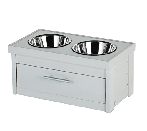 ECOFLEX Piedmont 2-Bowl Dog Diner with Storage Drawer - Durable Pet Food and Water Bowls for Dogs - Perfect for Mealtime and Storage in Kitchens, Laundry Rooms or Garages