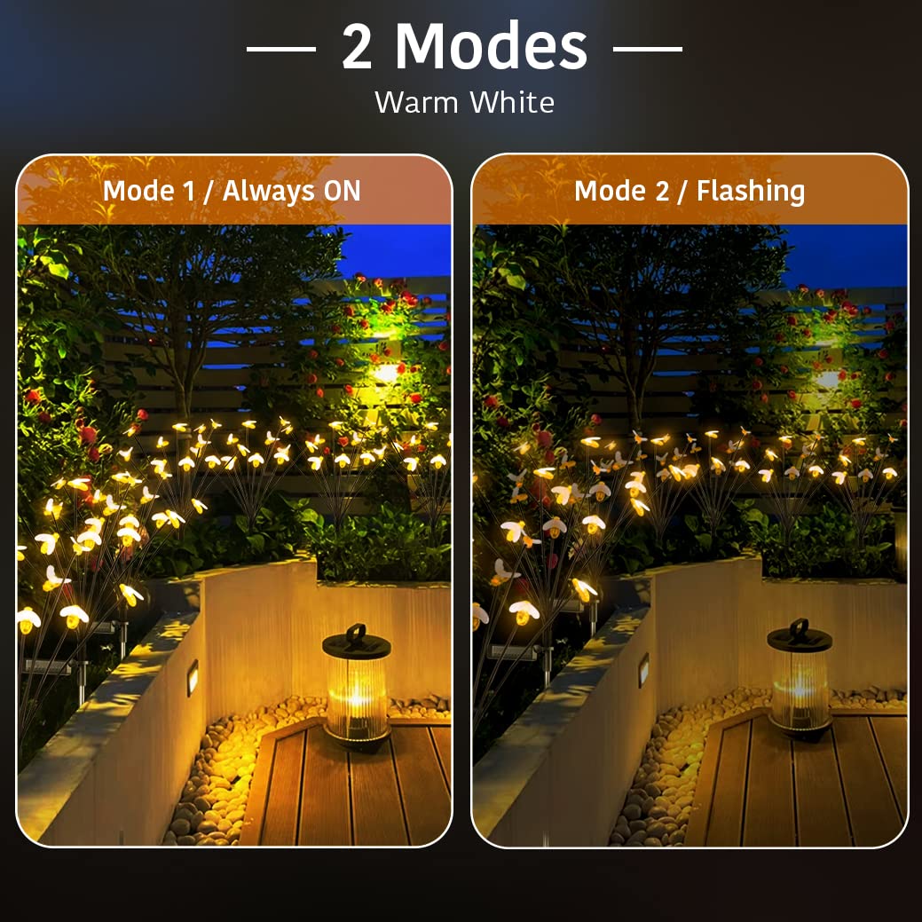 Solar Firefly Lights - 20 LED Waterproof Outdoor Garden Lights for Patio & Pathway Decor