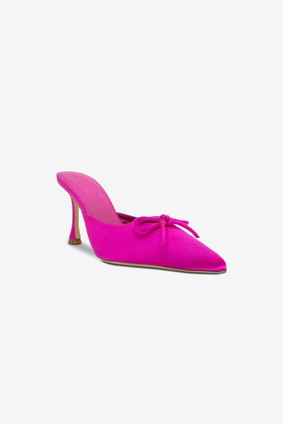 Antoinette Pink Satin Pointed Toe Bow Mule Heels - Elegant Women's Dress Shoes for Weddings, Parties & Special Occasions
