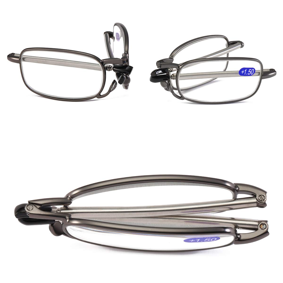 SOOLALA Super Lightweight Compact Foldable Reading Glasses - Perfect for Travel, Reading & Everyday Use