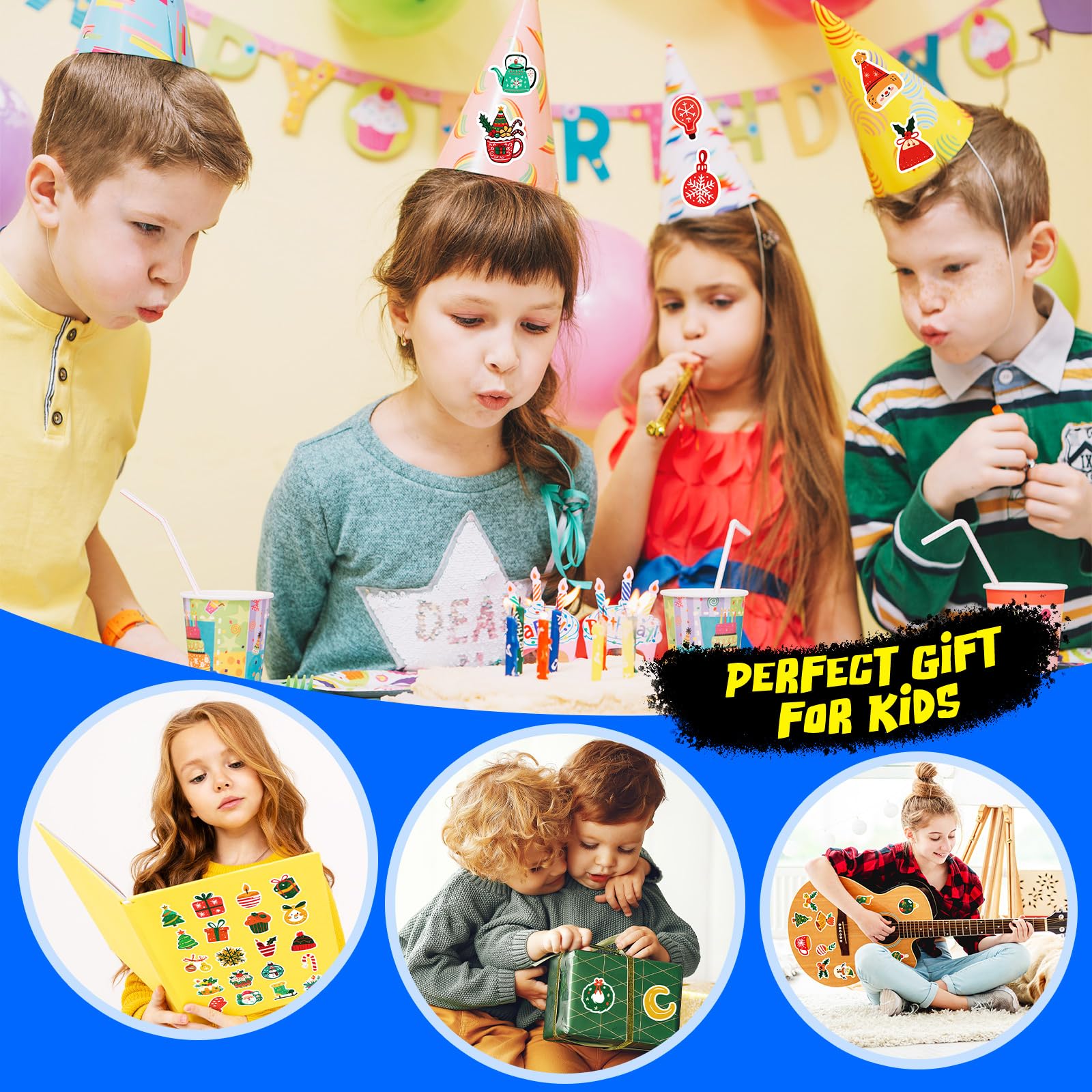 100pcs Christmas Stickers for Kids - Waterproof Vinyl Holiday Decorations, Non-Repeating Designs for Party Favors, Gifts & Scrapbooking | Perfect for Christmas Cards, Gift Wrapping & DIY Crafts