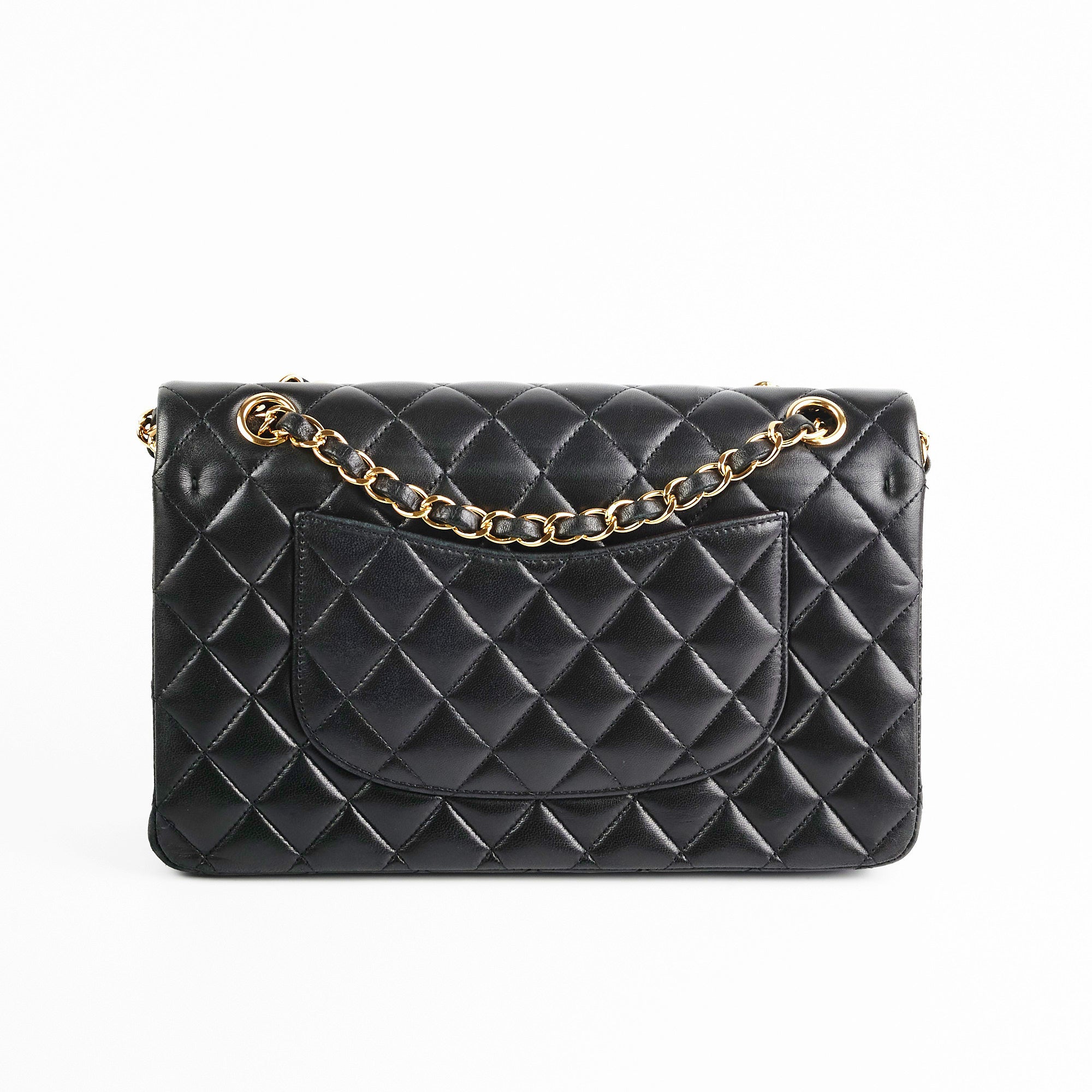 Chanel Medium/Large Classic Double Flap Lambskin Black Handbag - Luxury Designer Shoulder Bag for Women | Perfect for Work, Evening Events & Special Occasions
