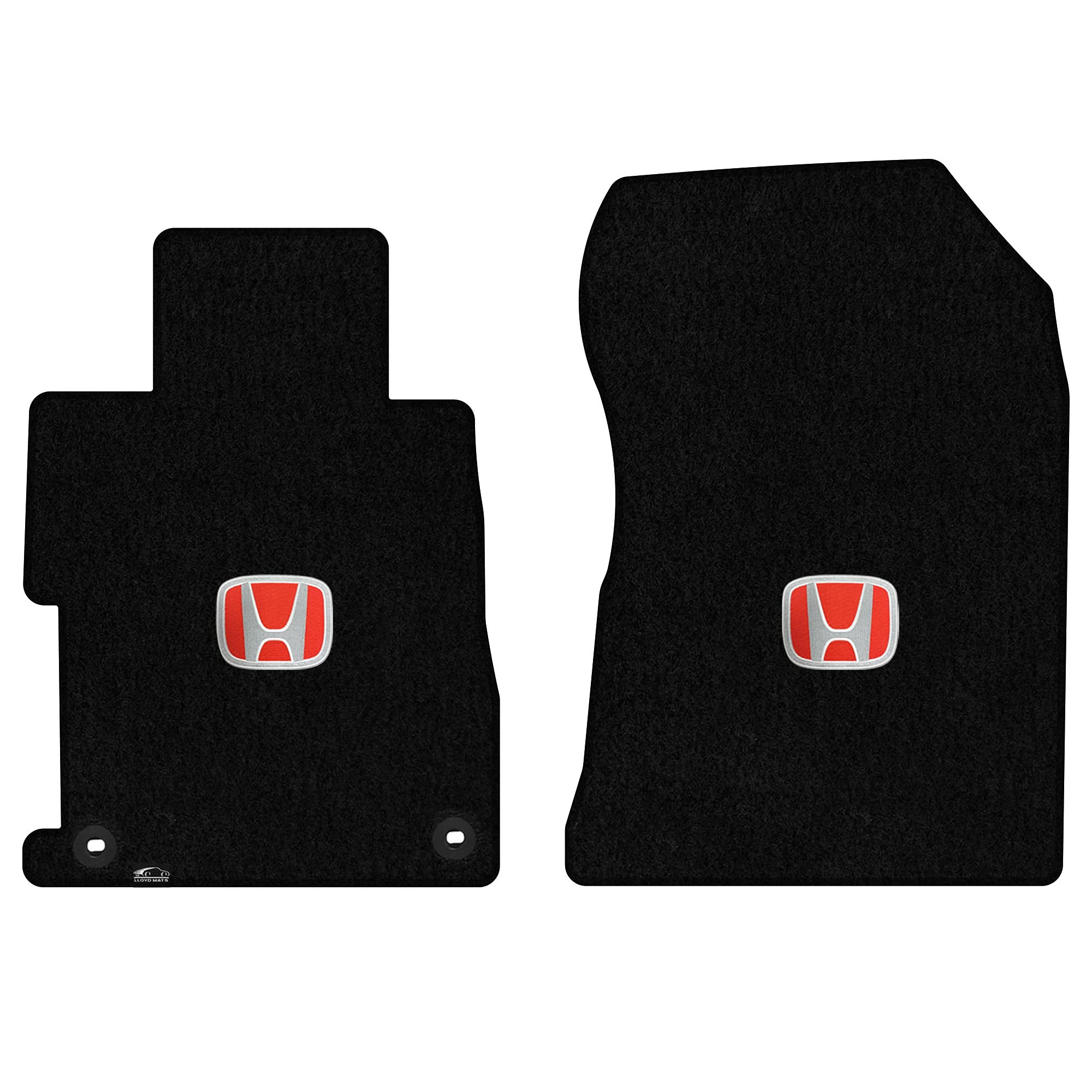 Premium Custom-Fit Carpet Floor Mats for 2012-2013 Honda Civic 4-Door (Hybrid/Si) - Black with Silver & Red H Logo (2-Piece Front Set) | Luxury Protection & Comfort for Daily Commutes, Road Trips & All-Weather Driving
