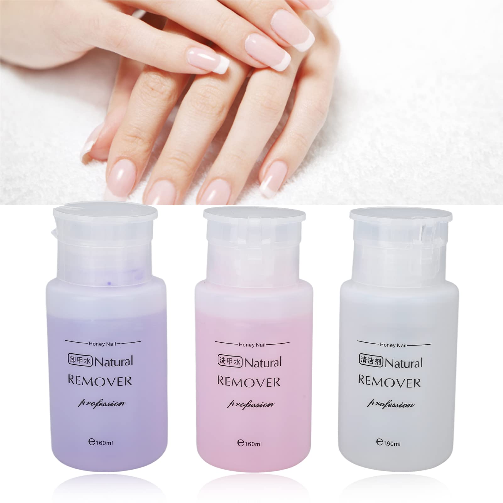 3PCS Natural Plant Extract Nail Polish Remover Gel - Squeeze Bottle Nail Cleaner Solution for Manicure & Pedicure | Gentle Nail Care for Home & Salon Use