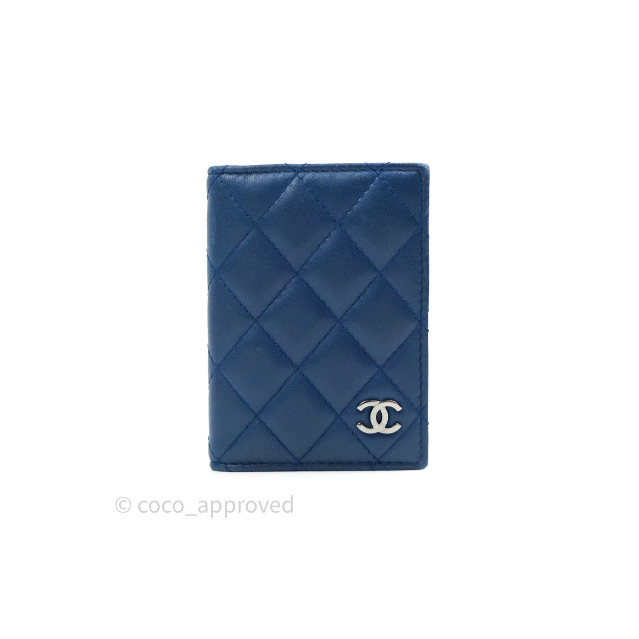 Chanel Blue Lambskin Card Holder with Silver Hardware - Luxury Compact Wallet for Everyday Use & Travel