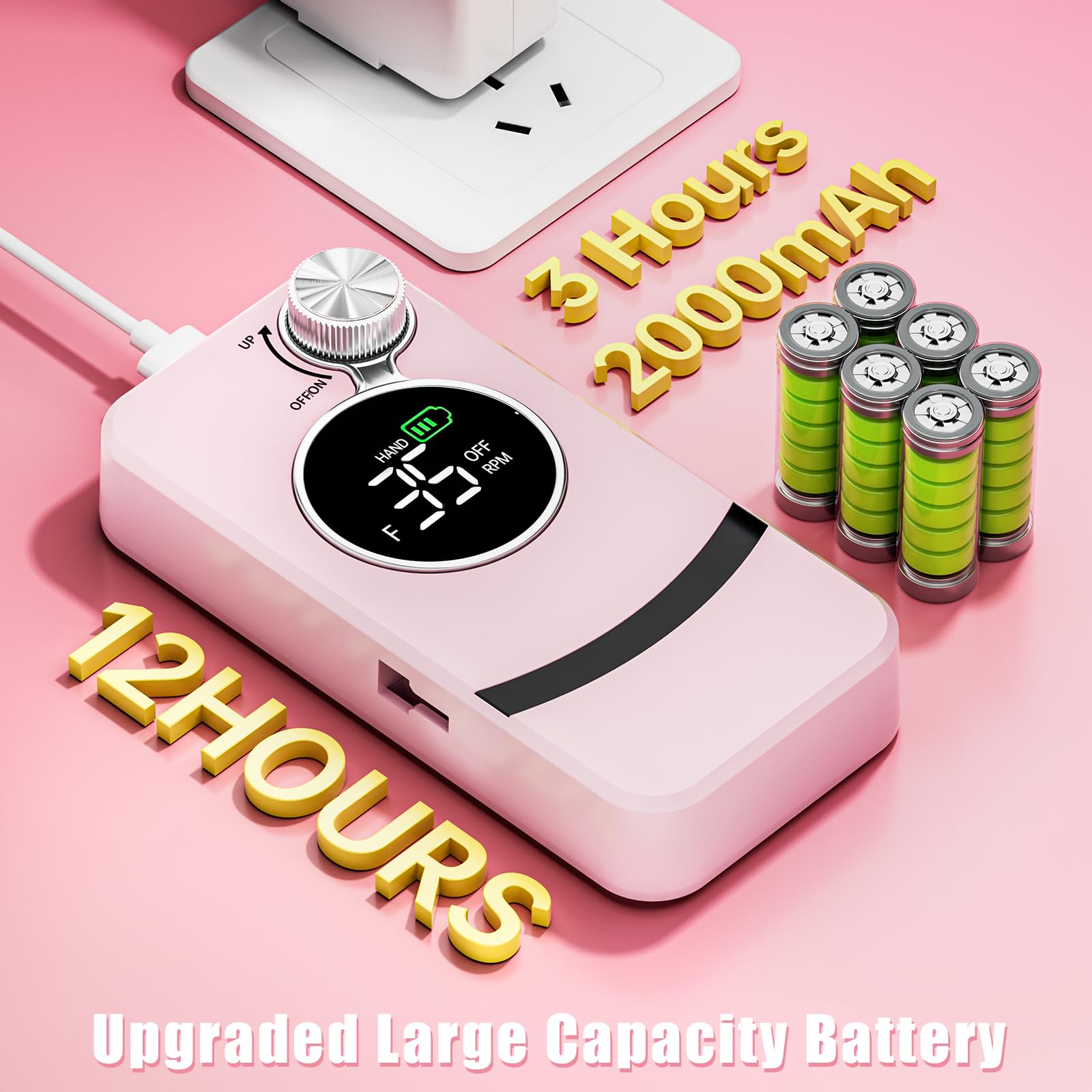 Professional 35000RPM Rechargeable Electric Nail Drill Machine - Portable Nail File for Acrylic & Gel Polish, Manicure Pedicure Buffer & Grinder Tool with Polishing Attachments (Pink) | Perfect for Home Nail Care & Salon Professionals